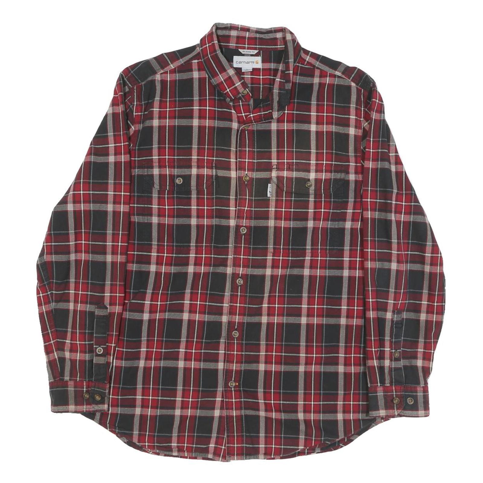 CARHARTT Mens Red & Black Check Shirt L Casual Workwear Button Down Cotton Blend Refurbished - N/A refurbished available on Cerqular