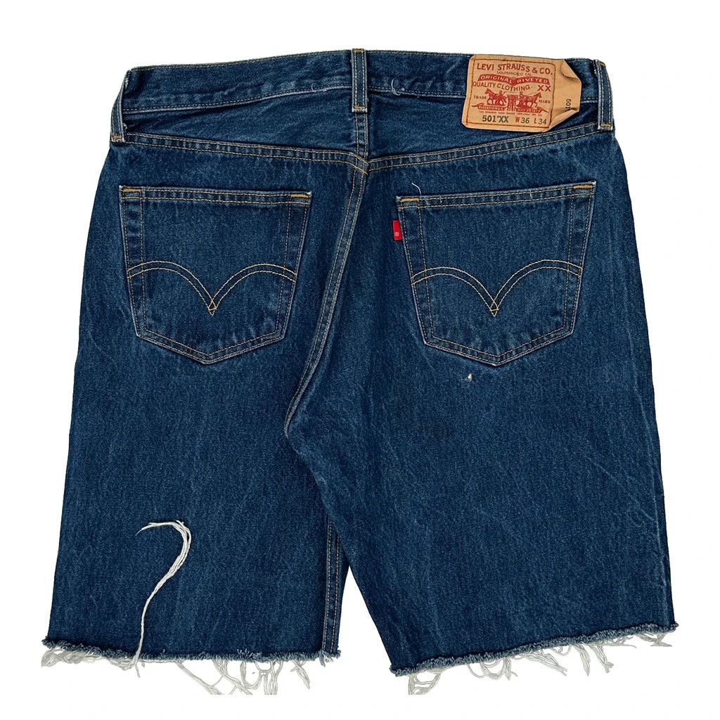 501Xx Levis Denim Shorts - 33W 9L Blue Cotton Refurbished - Thrifted (note: this is a term often used to describe second- refurbished available on Cerqular