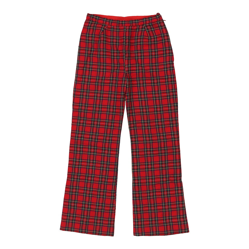 Unbranded Checked Trousers - XS Red Polyester Refurbished - Thrifted (note: this is a term often used to describe second- refurbished available on Cerqular