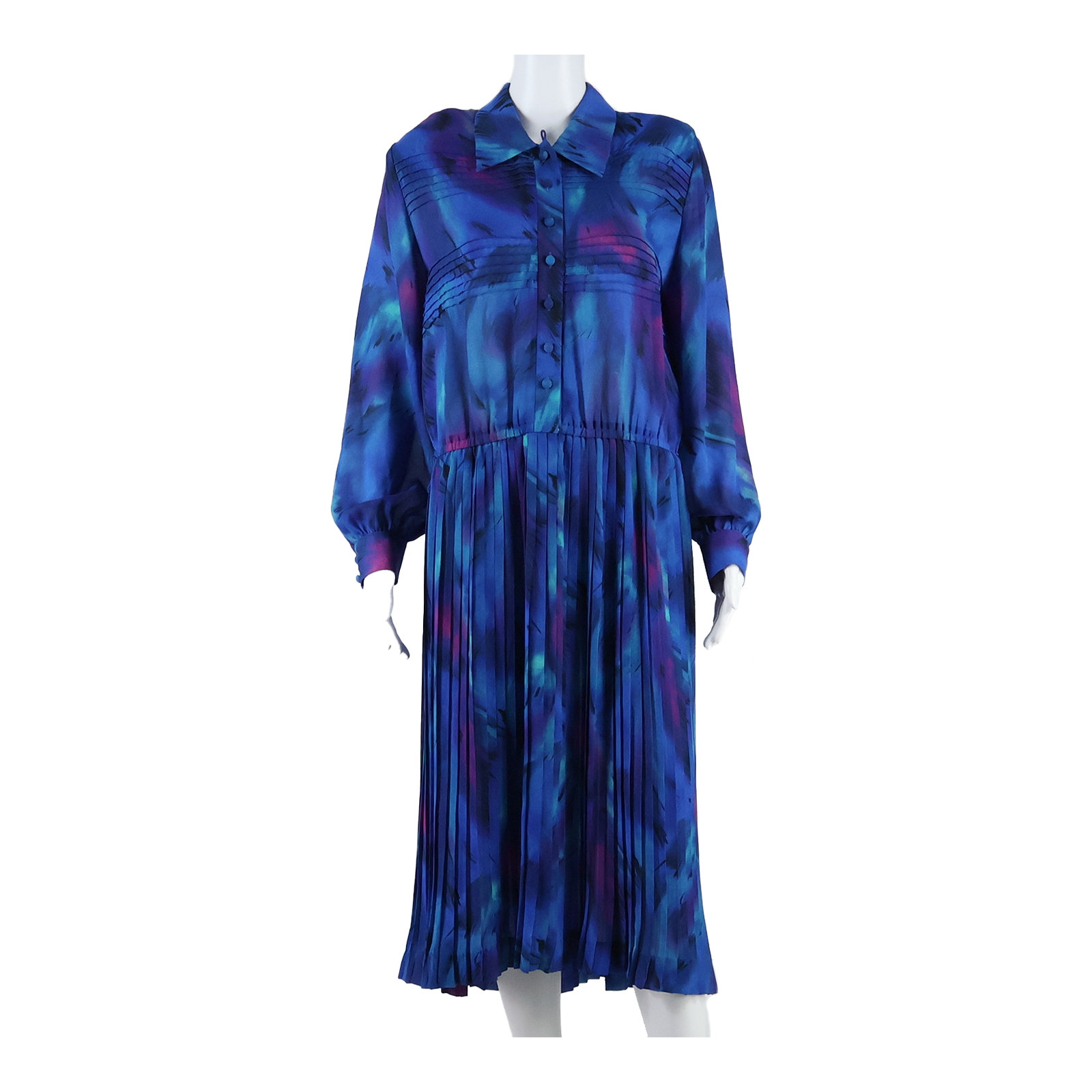 SCHRADER Womens A-Line Dress Blue Long Sleeve Long UK 14 Refurbished - N/A refurbished available on Cerqular