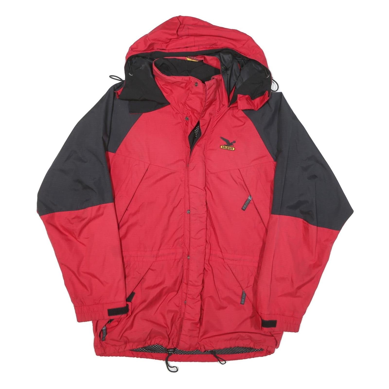 SALEWA Mens Red & Black Outdoor Jacket L Polyester Blend Zip Hooded Refurbished - N/A refurbished available on Cerqular