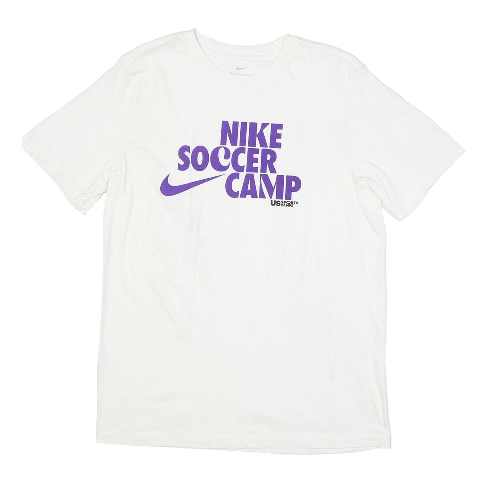 NIKE Mens White Purple Soccer Camp Graphic T-Shirt M Short Sleeve Crew Neck Refurbished - N/A refurbished available on Cerqular