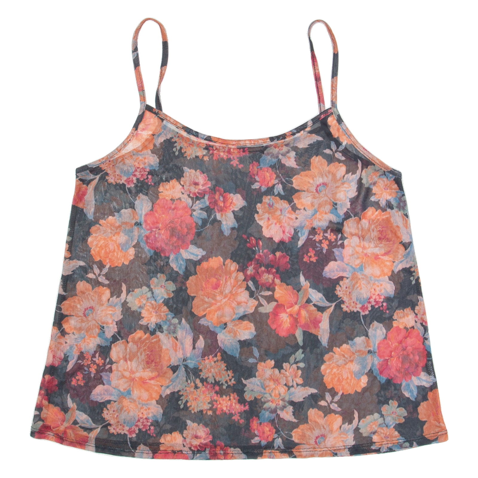 Mesh Womens Camisole Top Blue V-Neck Sleeveless Floral M Refurbished - N/A refurbished available on Cerqular