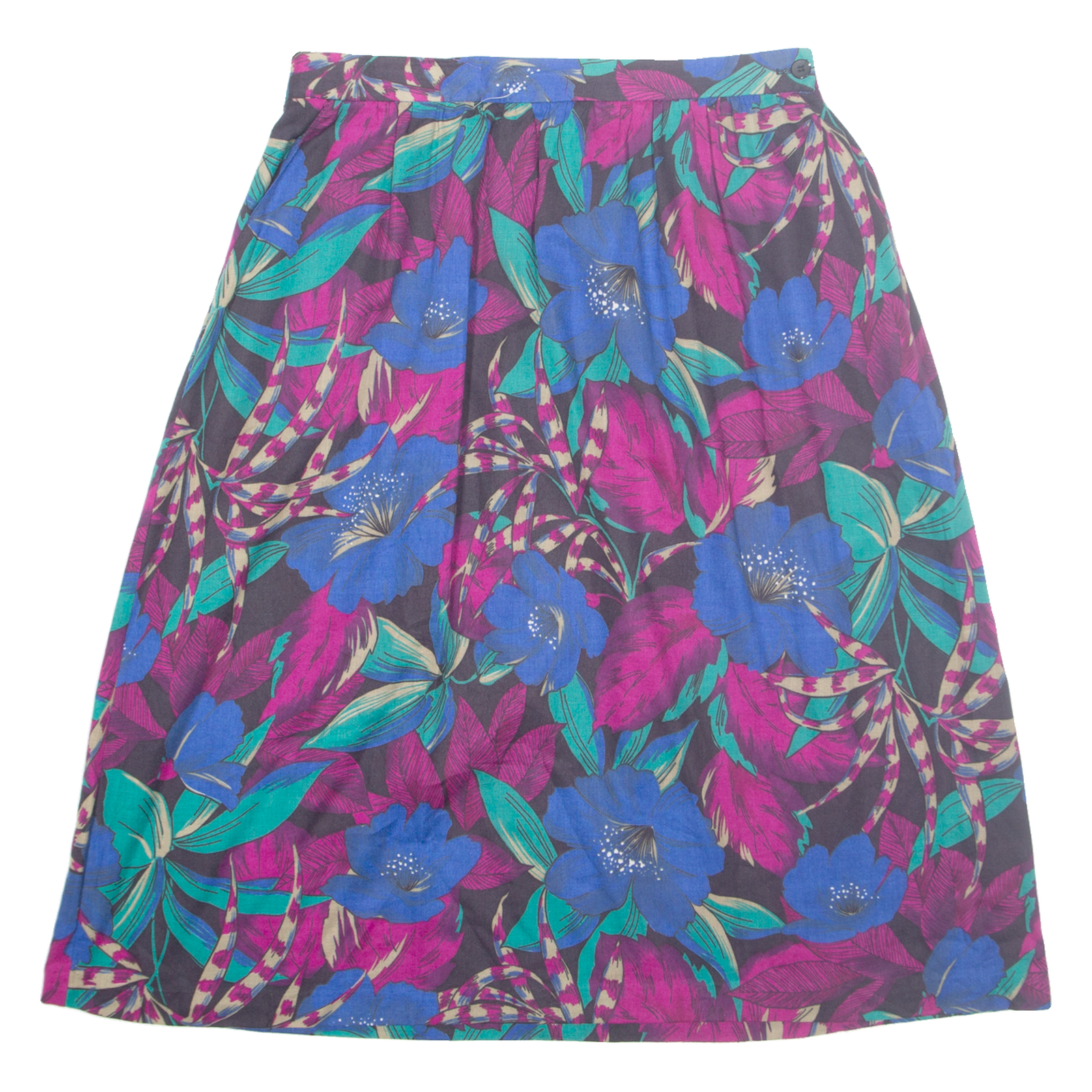 Womens A-Line Skirt Blue Midi Floral M Refurbished - N/A refurbished available on Cerqular