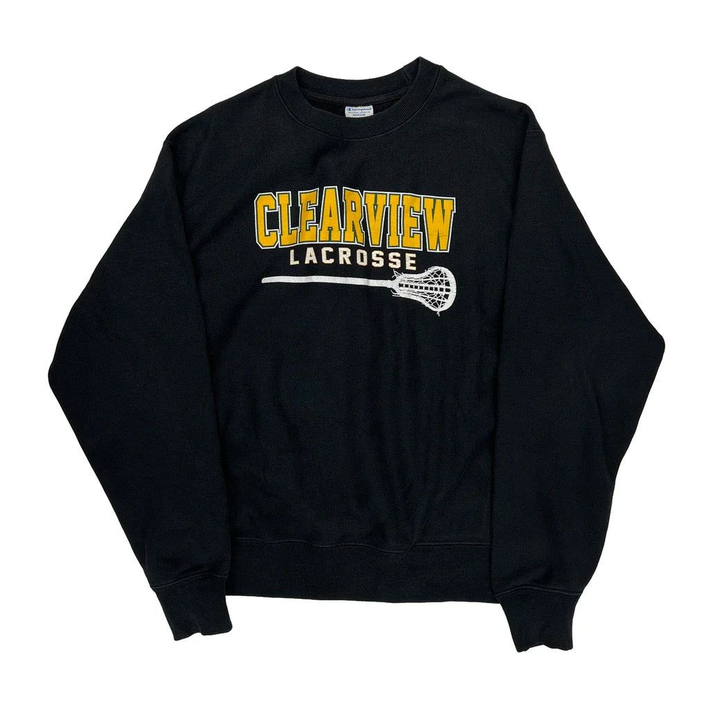 Reverse Weave Champion College Sweatshirt - Medium Black Cotton Refurbished - Thrifted (note: this is a term often used to describe second- refurbished available on Cerqular