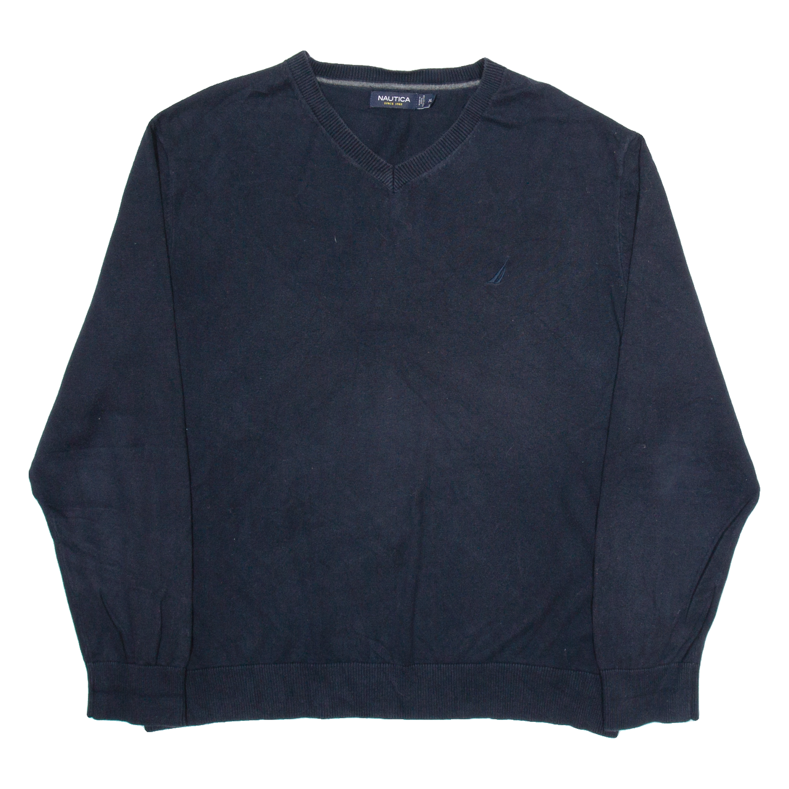 NAUTICA Mens Jumper Blue V-Neck Tight Knit XL Refurbished - N/A refurbished available on Cerqular