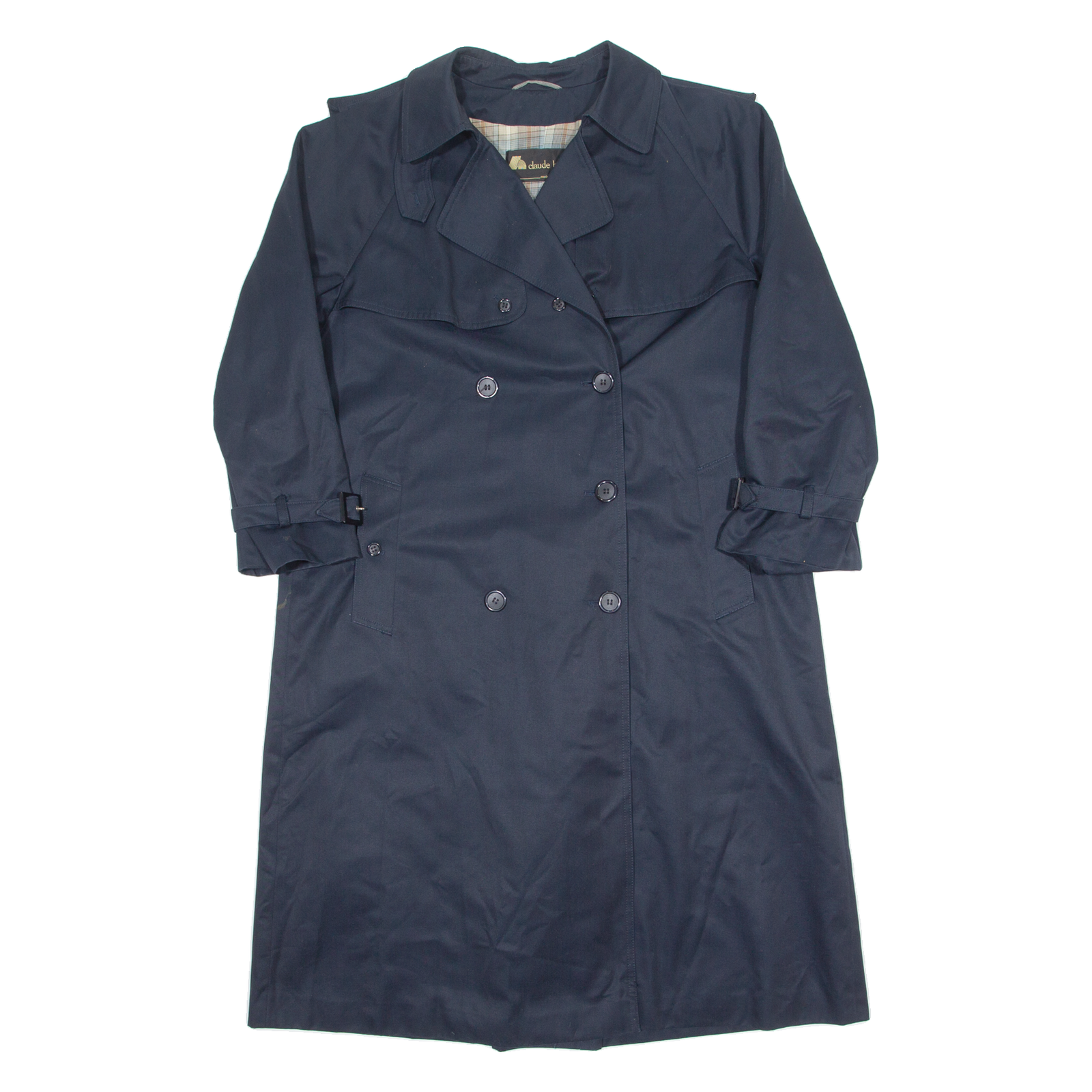 CLAUDE HARVEY Womens Trench Coat Blue 90s M Refurbished - N/A refurbished available on Cerqular