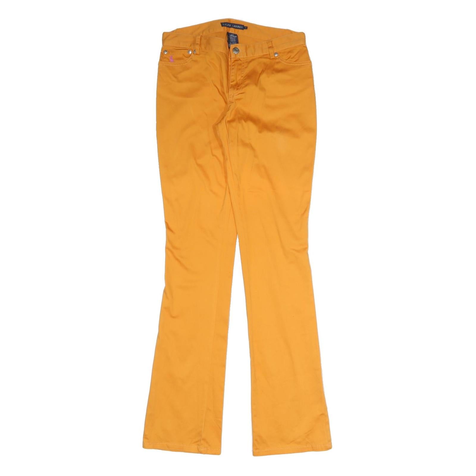 RALPH LAUREN Womens Cotton Blend Yellow Slim Bootcut Trousers W28 L32 Stylish Refurbished - N/A refurbished available on Cerqular
