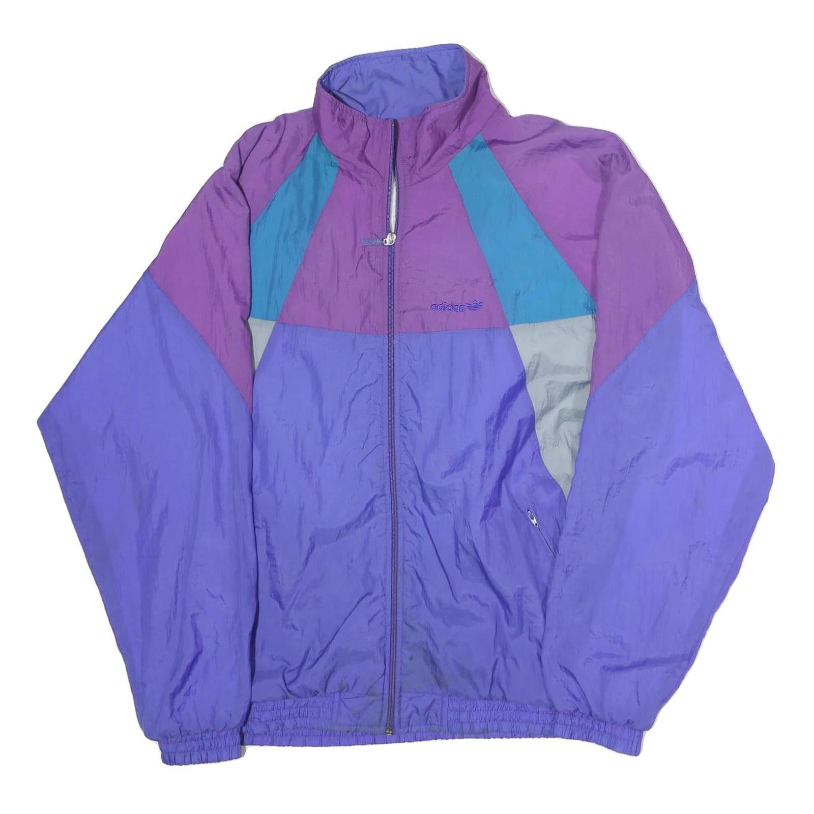 ADIDAS Mens Purple & Blue Colourblock Track Jacket M Polyester Athletic Zip Refurbished - N/A refurbished available on Cerqular