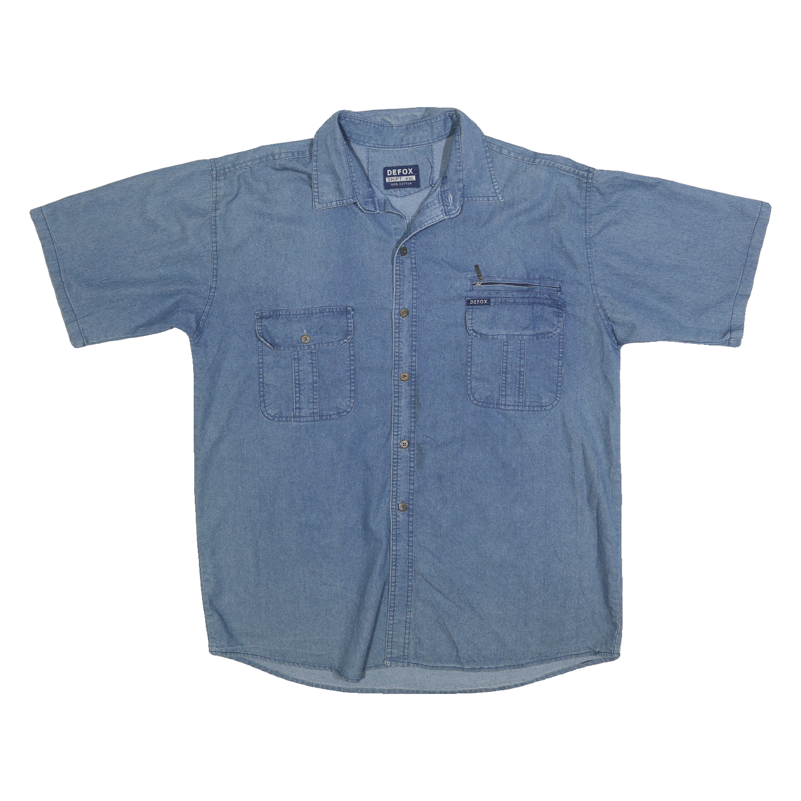 DEFOX Mens Blue Cotton Denim Shirt 2XL Button Pocket Casual Summer Shirt Refurbished - N/A refurbished available on Cerqular