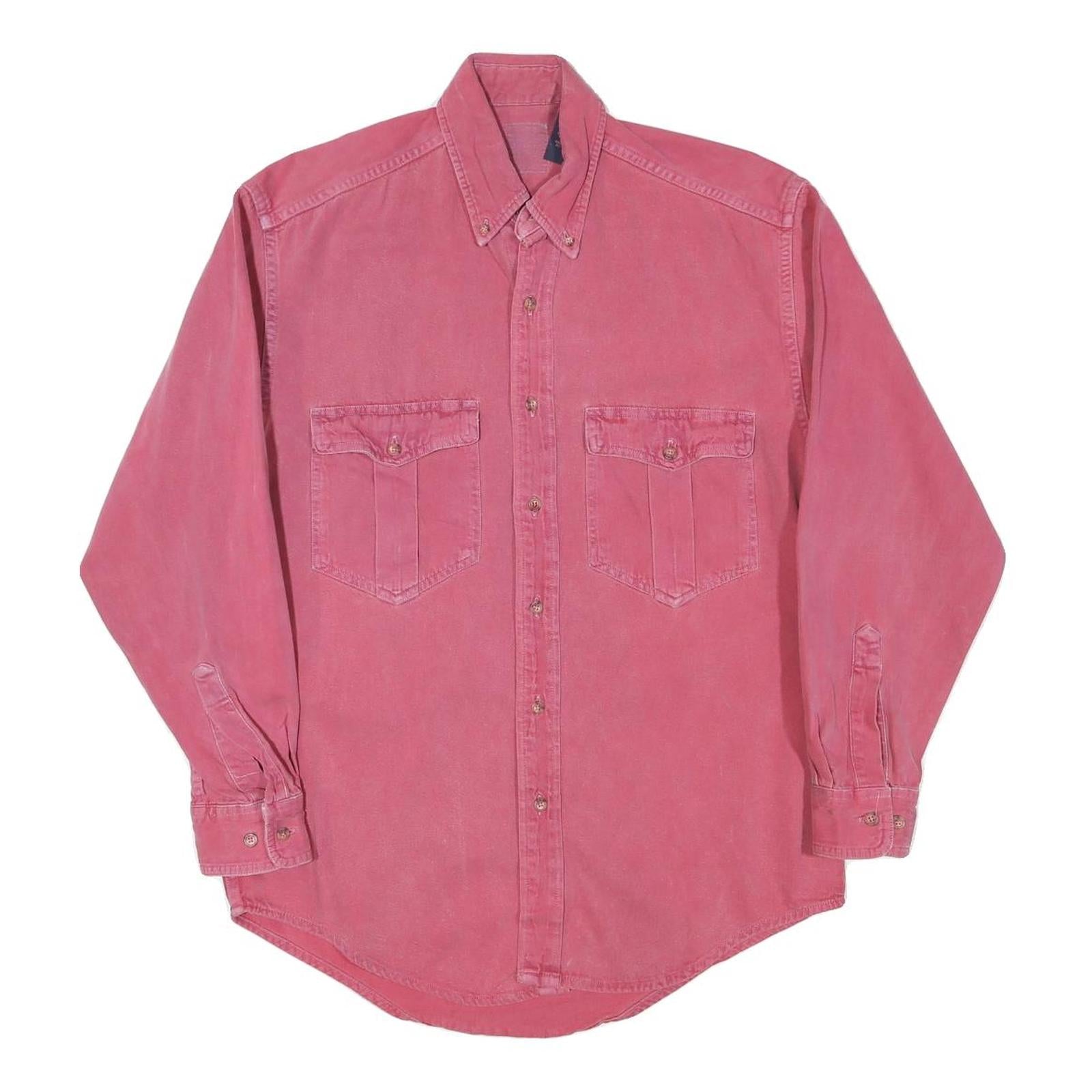 Mens Red Plain Casual Shirt S Button-Down Collar Cotton Blend Long Sleeve Refurbished - N/A refurbished available on Cerqular