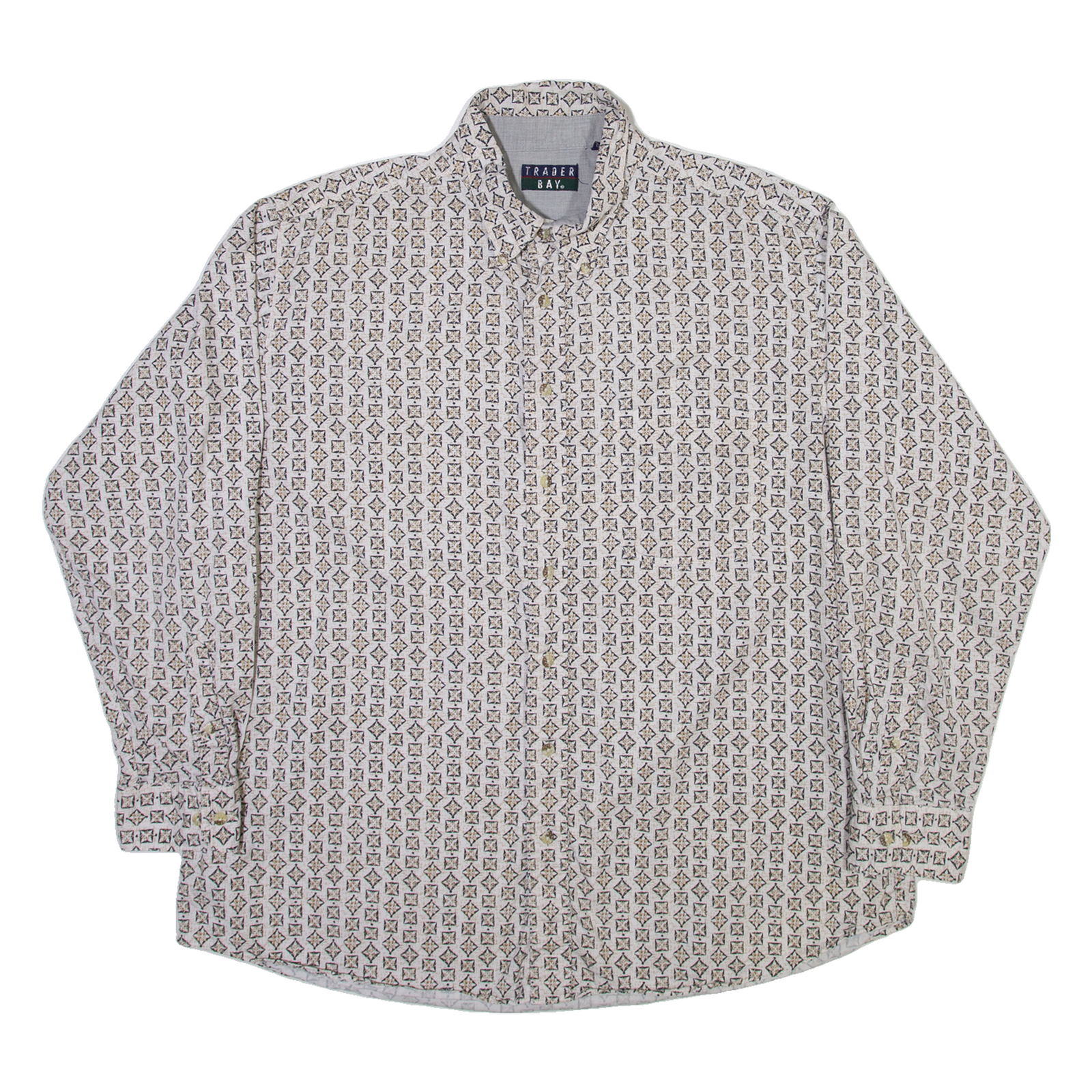 TRADER BAY Mens Shirt Grey Geometric Long Sleeve XL Refurbished - N/A refurbished available on Cerqular