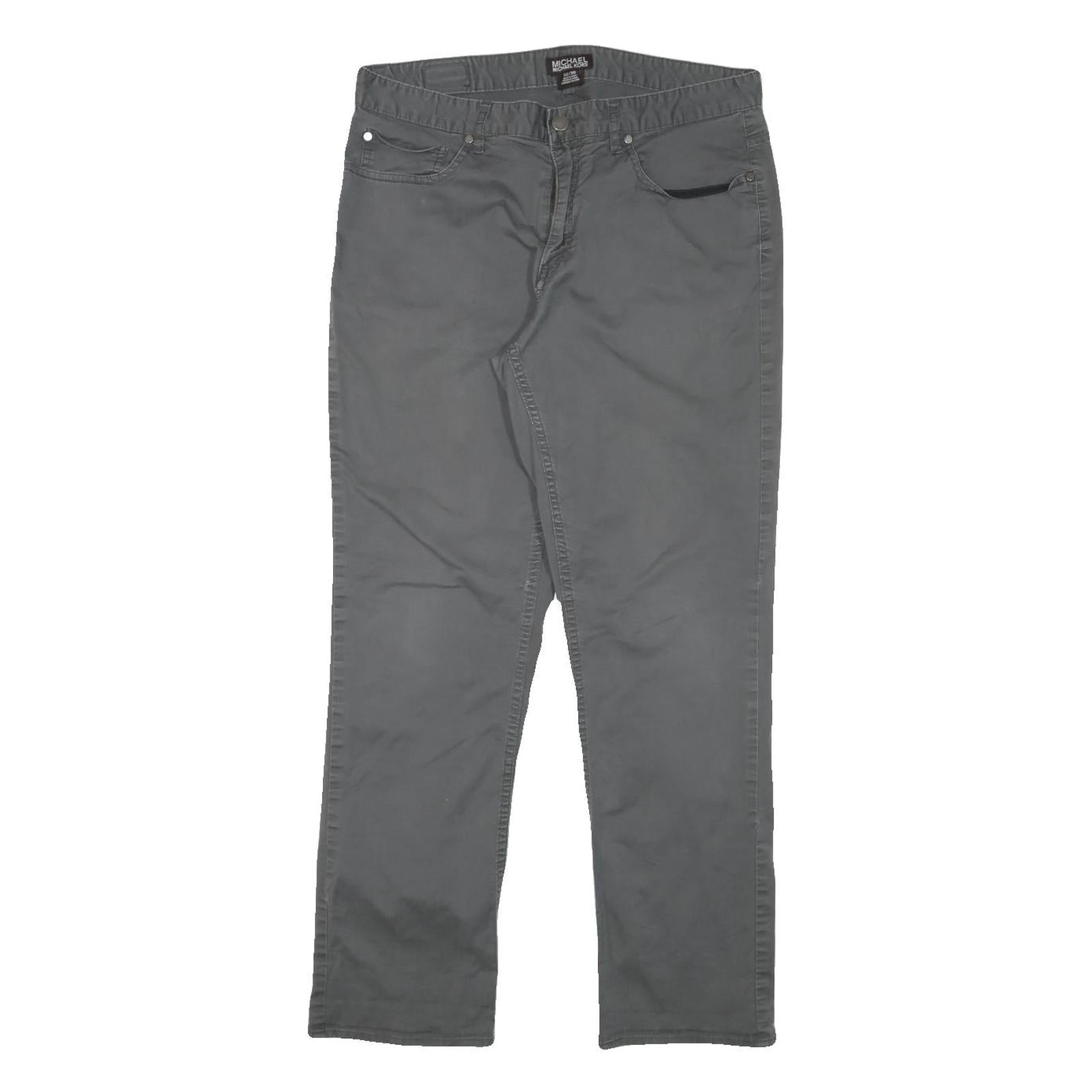 MICHAEL KORS Mens Cotton Blend Grey Regular Straight Trousers W32 L30 Casual Zip Refurbished - N/A refurbished available on Cerqular