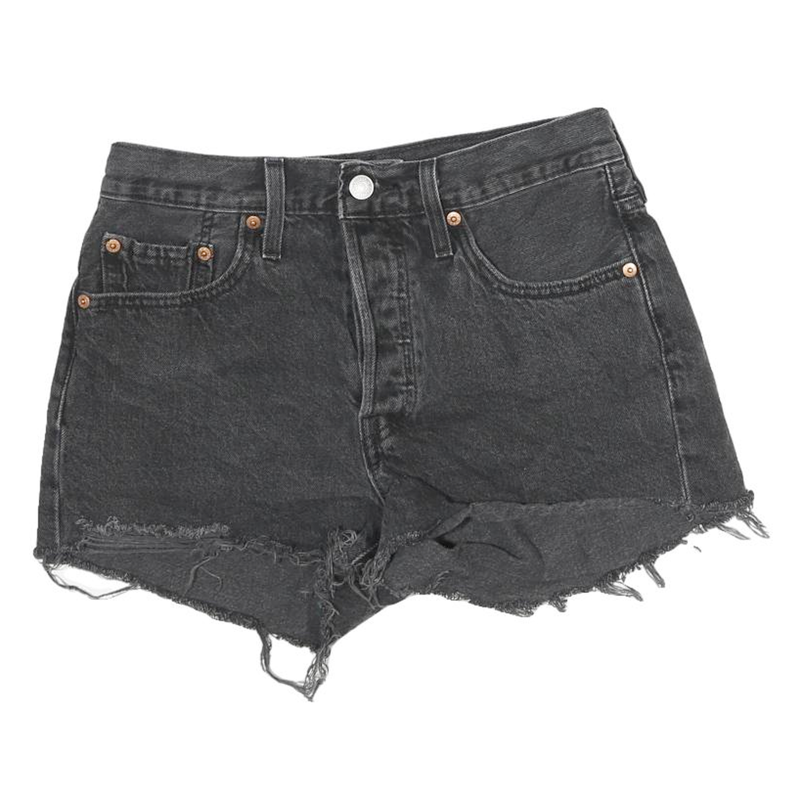 LEVI'S Womens Shorts Black Denim Cut-Off M W26 Raw Hem Distressed Casual Refurbished - N/A refurbished available on Cerqular