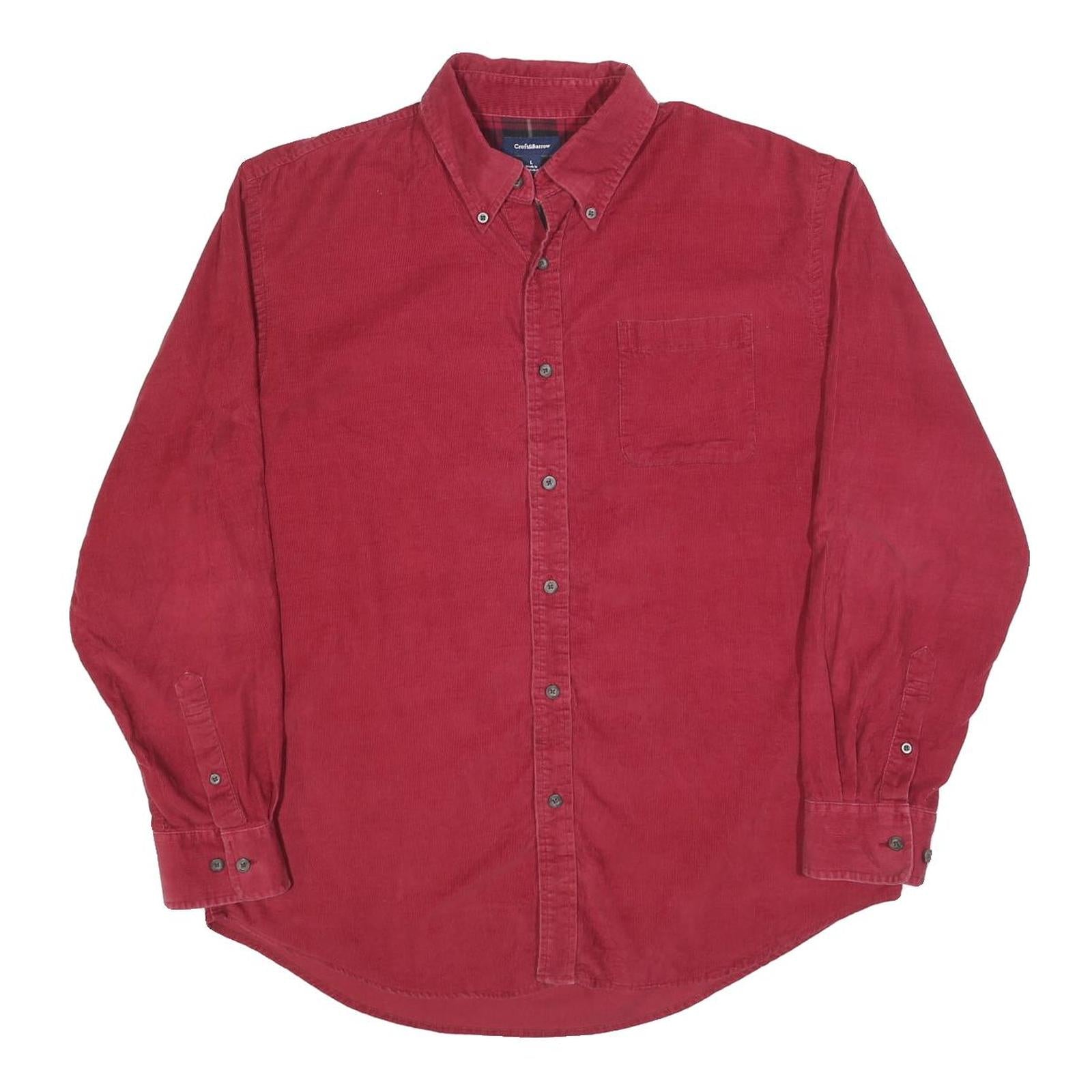 CROFT & BARROW Mens Red Cotton Blend Flannel Shirt L Button Down Pocket Refurbished - N/A refurbished available on Cerqular