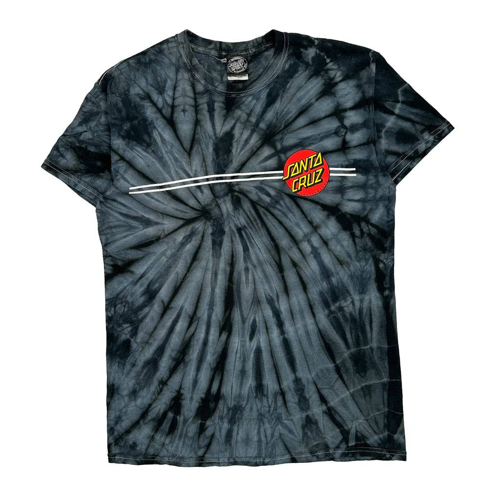 Santa Cruz Tie-Dye T-Shirt - Medium Black Cotton Refurbished - Thrifted (note: this is a term often used to describe second- refurbished available on Cerqular