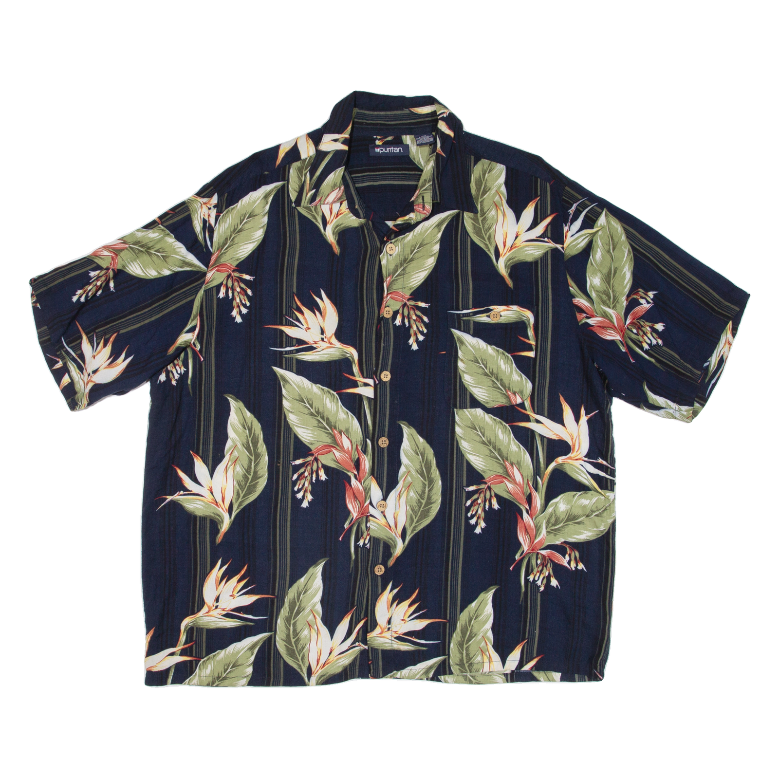 PURITAN Mens Hawaiian Shirt Blue Floral L Refurbished - N/A refurbished available on Cerqular
