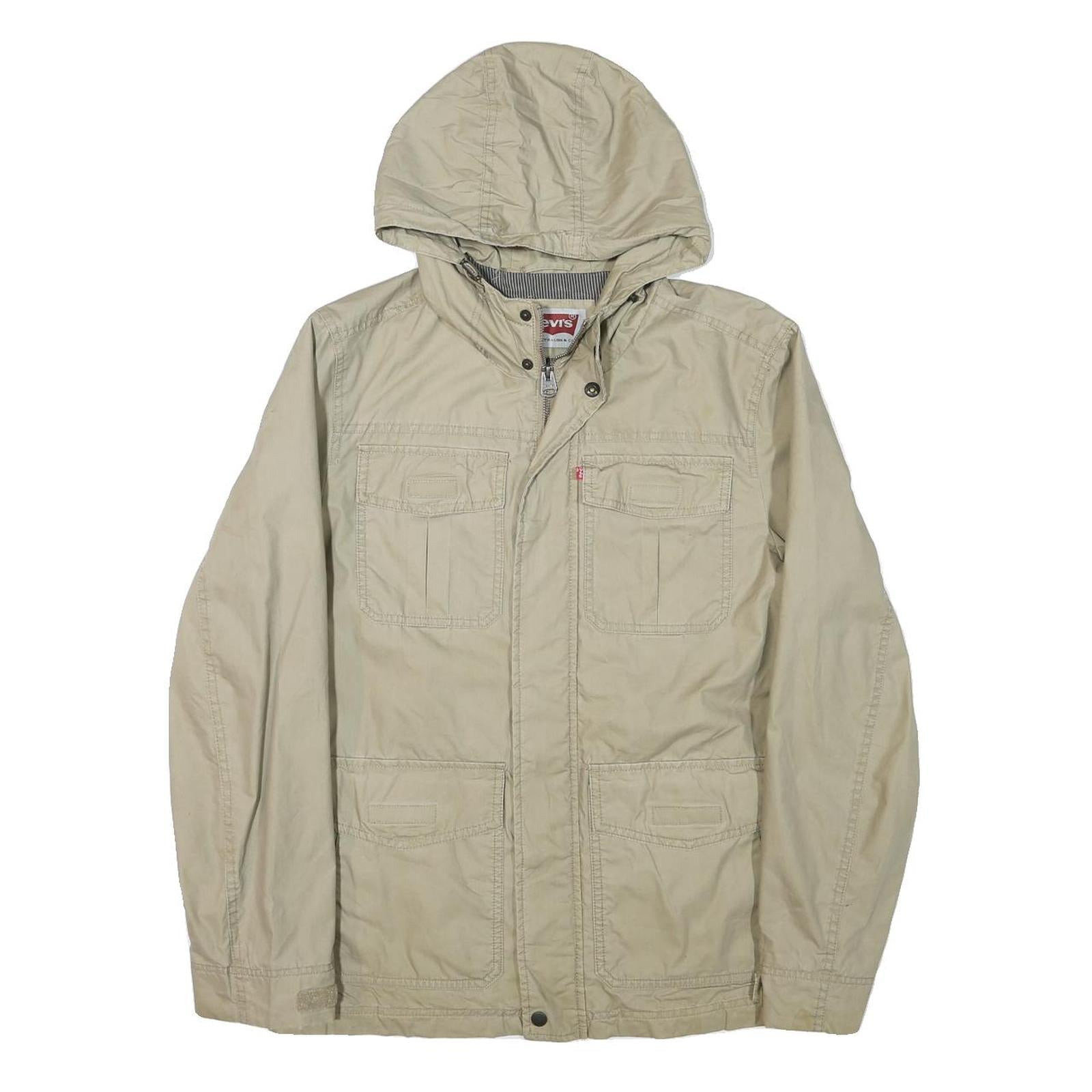LEVI'S Mens Beige Polyester Blend Hooded Jacket S Plain Casual Zip Refurbished - N/A refurbished available on Cerqular