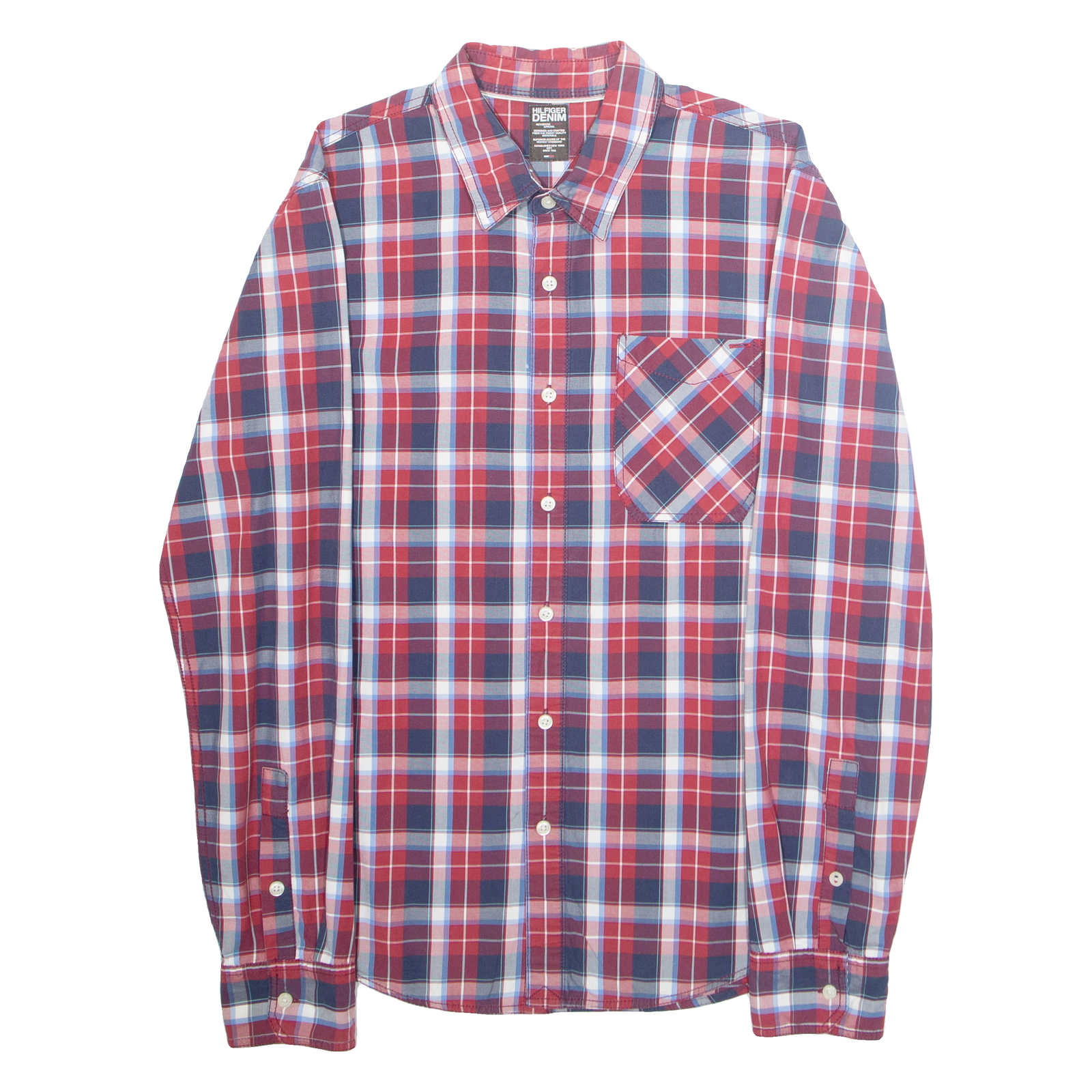 TOMMY HILFIGER Mens Shirt Red Plaid Long Sleeve L Refurbished - N/A refurbished available on Cerqular