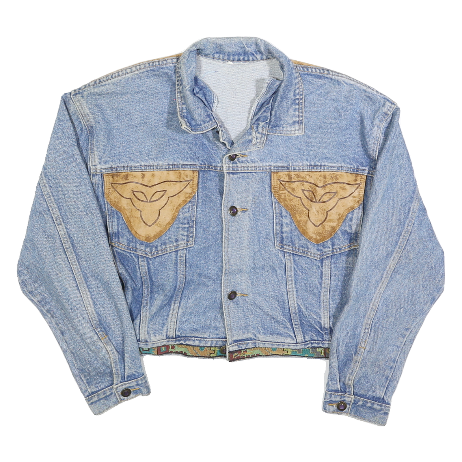 Mens Blue Denim Cotton Button Jacket S Plain Western Style Casual Wear Refurbished - N/A refurbished available on Cerqular