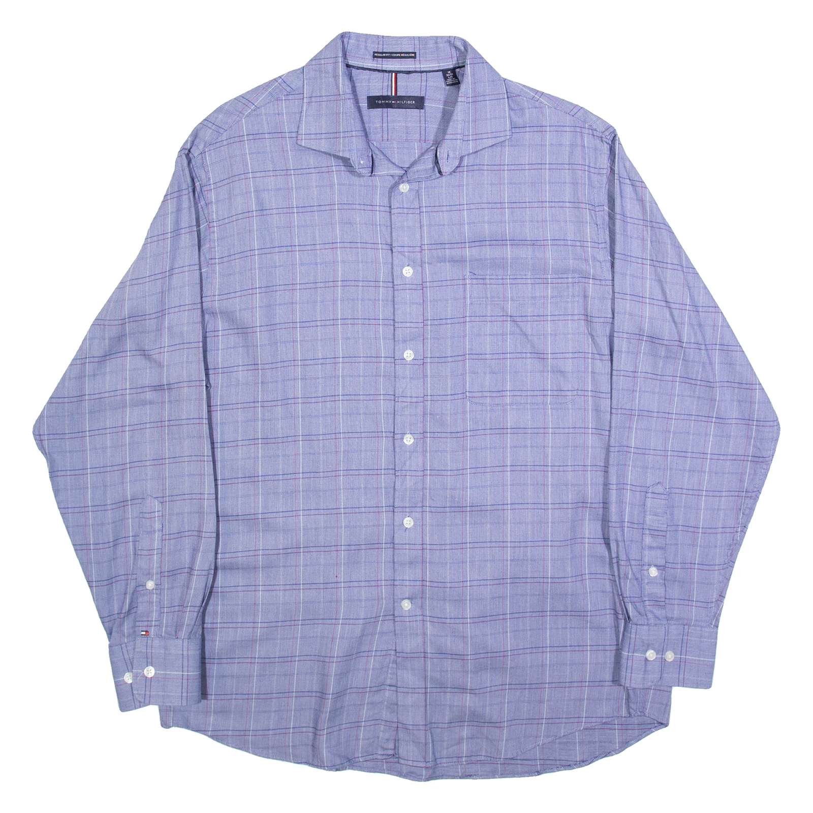 TOMMY HILFIGER Mens Shirt Blue Check Long Sleeve L Refurbished - N/A refurbished available on Cerqular