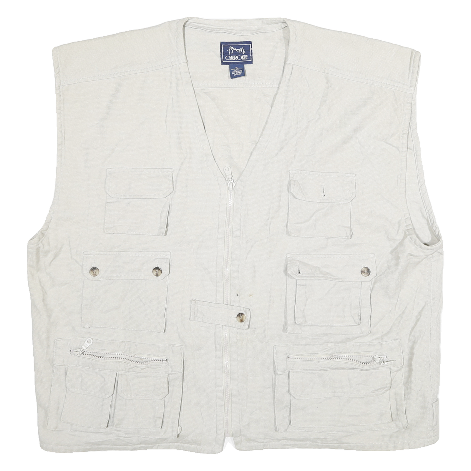 Buy CHEROKEE Mens White Cotton Utility Jacket XL Woven Sleeveless Multi Pocket Zip Refurbished - $25.99 CHEROKEE Mens White Cotton Utility Jacket XL Woven Sleeveless Multi Pocket Zip Refurbished - N/A refurbished available on Cerqular
