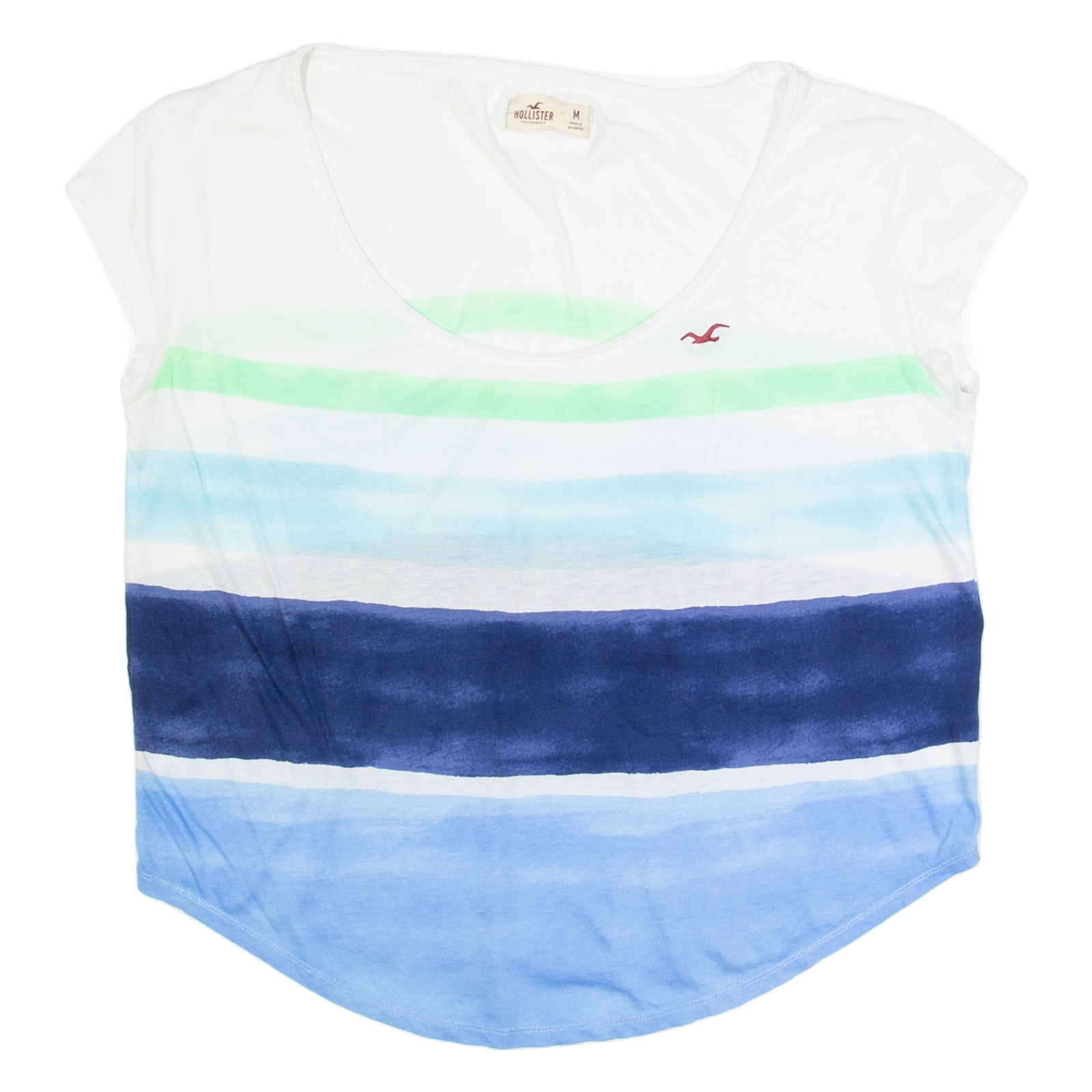 HOLLISTER Womens Printed Top White Striped M Refurbished - N/A refurbished available on Cerqular