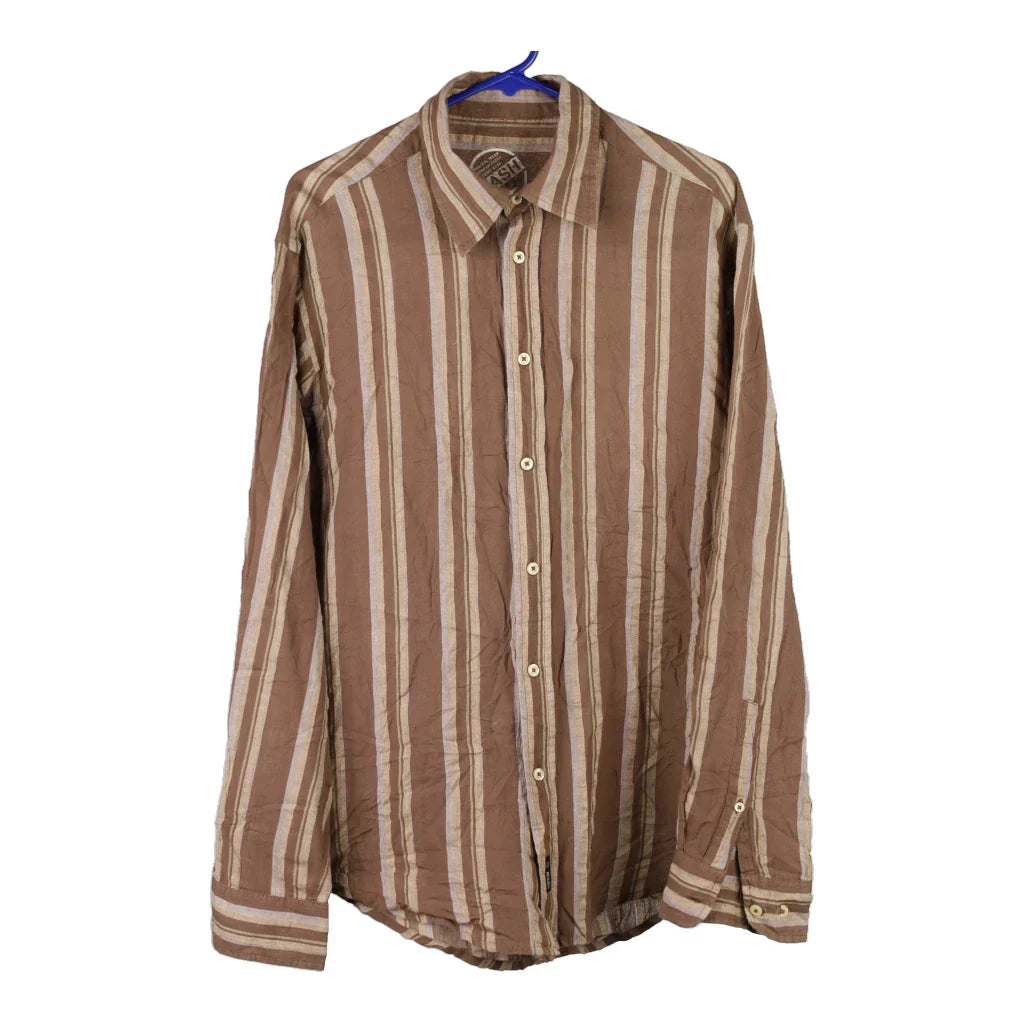 Mash Striped Shirt - Large Brown Cotton Refurbished - Thrifted (note: this is a term often used to describe second- refurbished available on Cerqular