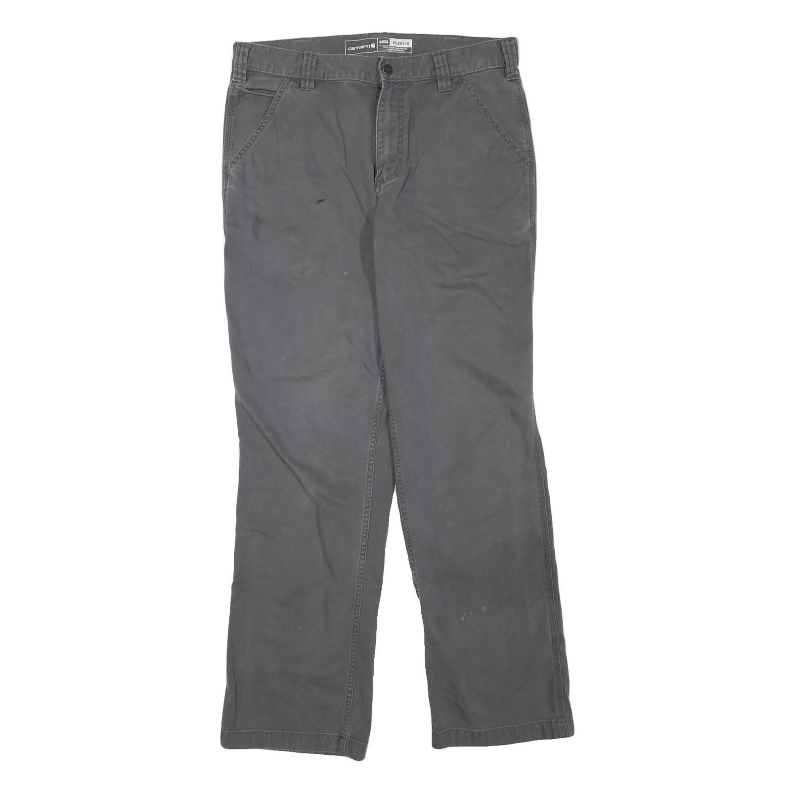 CARHARTT Mens Cotton Blend Grey Regular Straight Leg Trousers W34 L31 Workwear Refurbished - N/A refurbished available on Cerqular