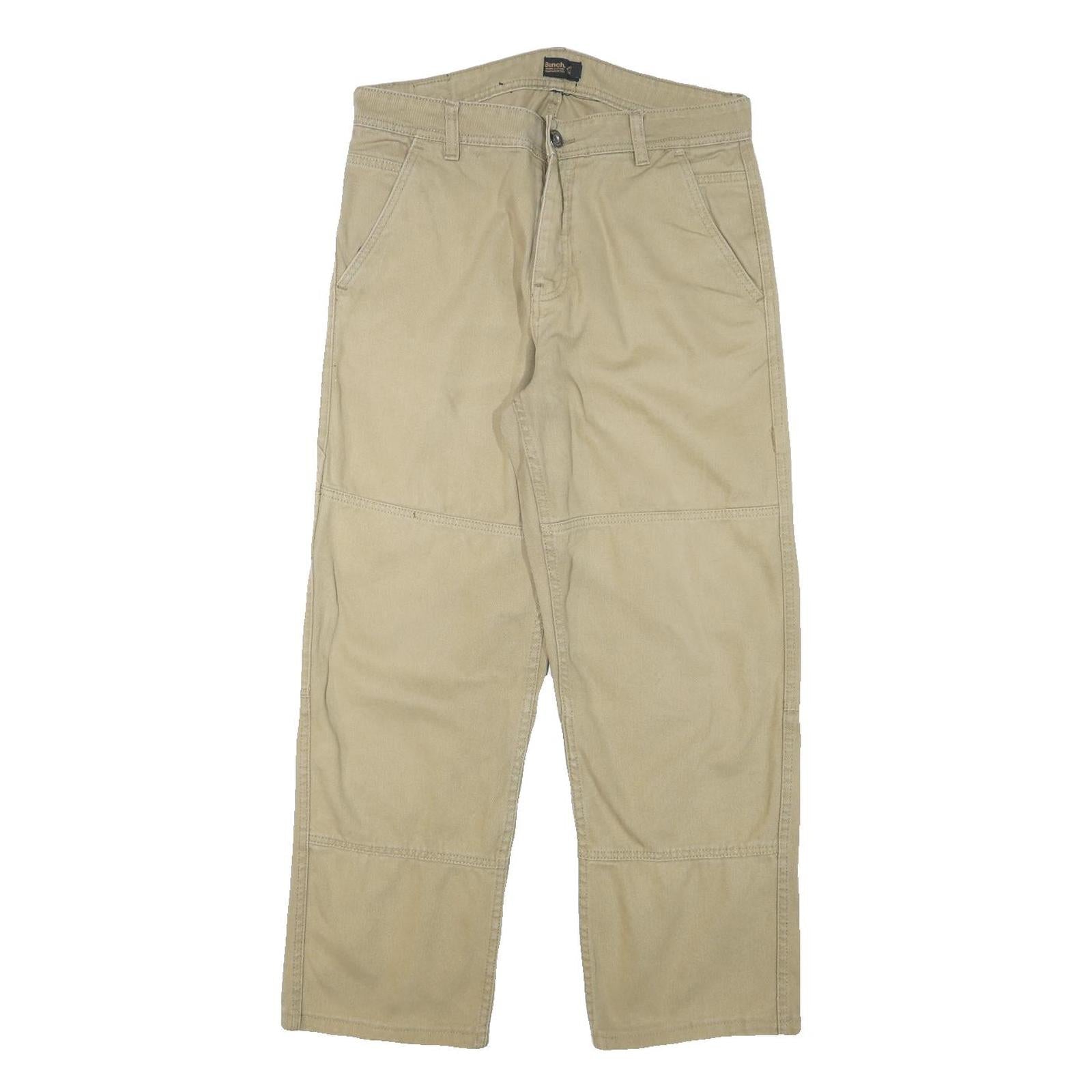 BENCH Mens Cotton Blend Beige Relaxed Straight Trousers W32 L27 Casual Utility Refurbished - N/A refurbished available on Cerqular