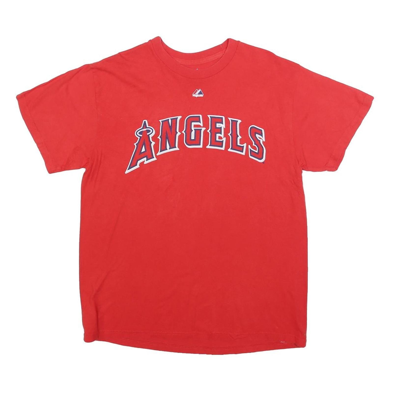 MAJESTIC Mens Red Angels Graphic T-Shirt L Short Sleeve Crew Neck Sports Fanwear Refurbished - N/A refurbished available on Cerqular
