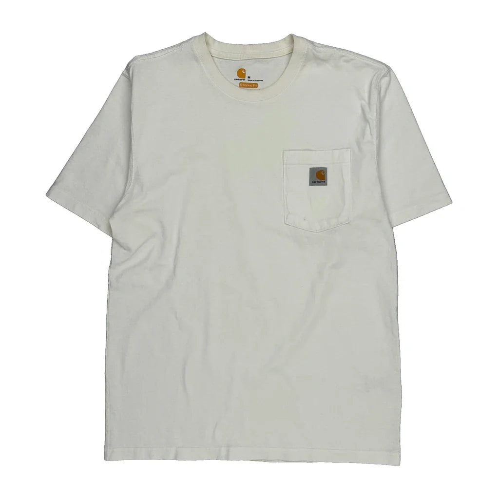 Carhartt T-Shirt - Medium White Cotton Refurbished - Thrifted (note: this is a term often used to describe second- refurbished available on Cerqular