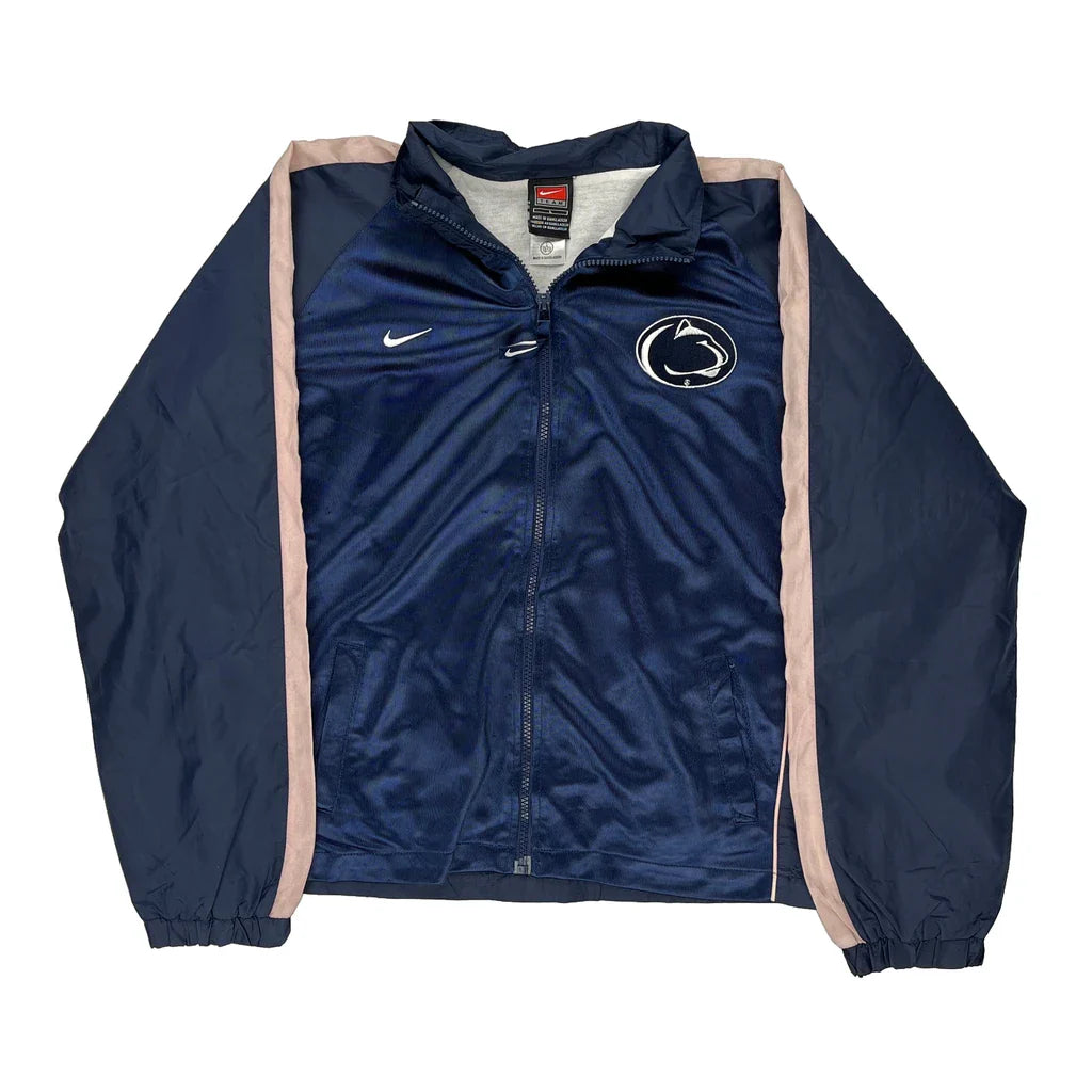 Buy Penn State Nike College Track Jacket - Large Navy Polyester Refurbished - $42.00 Penn State Nike College Track Jacket - Large Navy Polyester Refurbished - Thrifted (note: this is a term often used to describe second- refurbished available on Cerqular