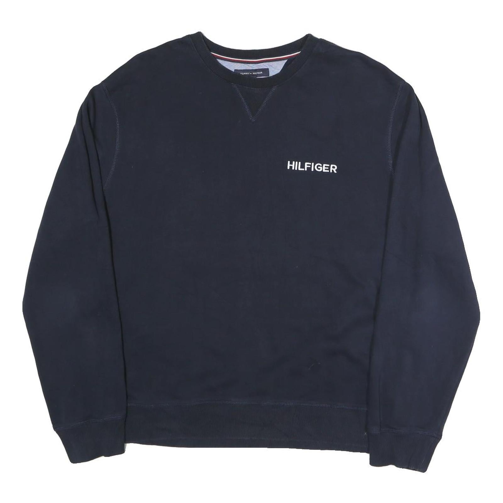 TOMMY HILFIGER Mens Navy Blue Cotton Blend Crew Neck XL Sweatshirt Pullover Refurbished - N/A refurbished available on Cerqular