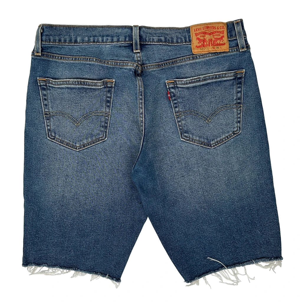 Levis Denim Shorts - 34W 10L Blue Cotton Refurbished - Thrifted (note: this is a term often used to describe second- refurbished available on Cerqular