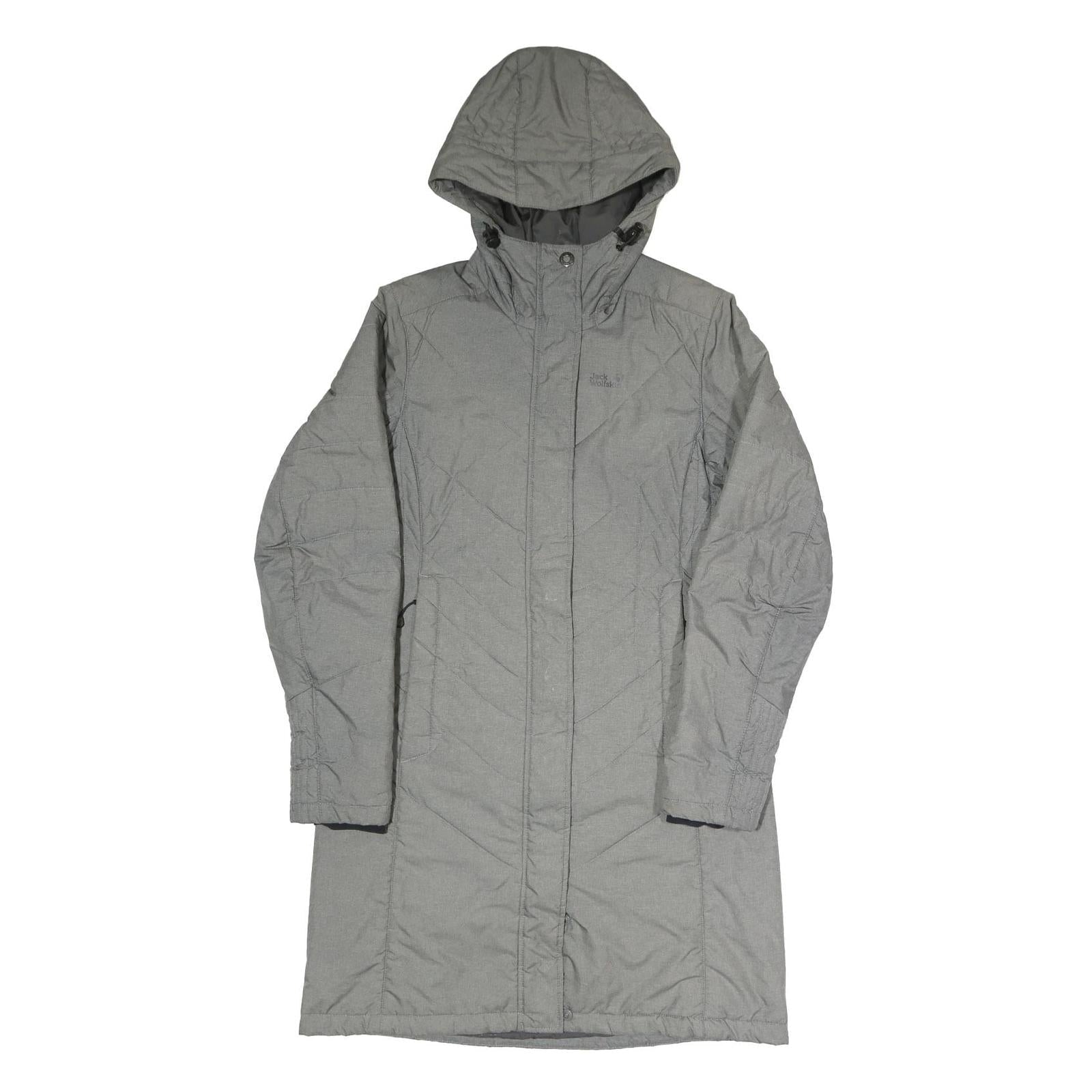 JACK WOLFSKIN Womens Grey Outdoor Jacket UK 10 Polyester Blend Hooded Quilted Refurbished - N/A refurbished available on Cerqular