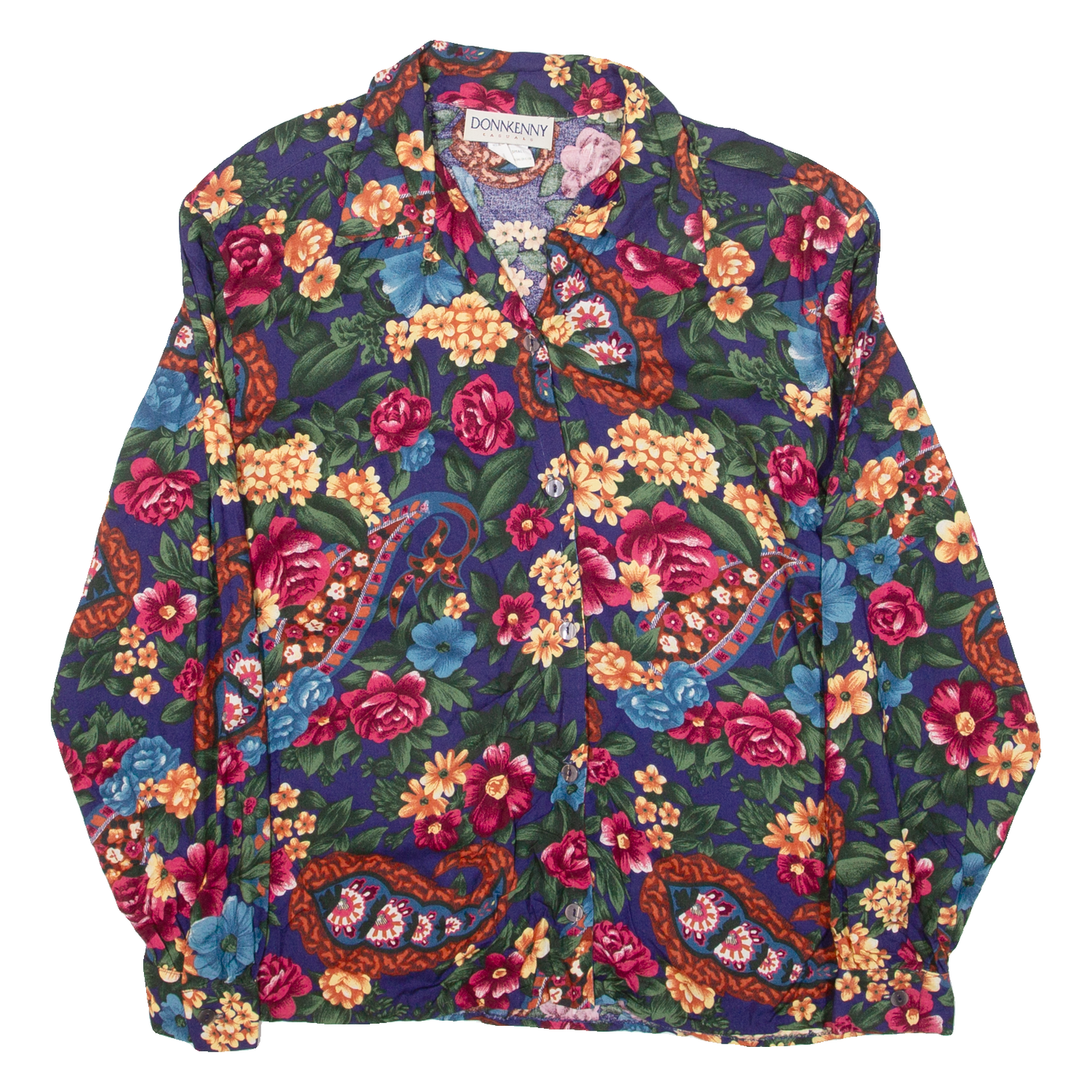 DONNKENNY Womens Shirt Blue Floral Long Sleeve S Refurbished - N/A refurbished available on Cerqular
