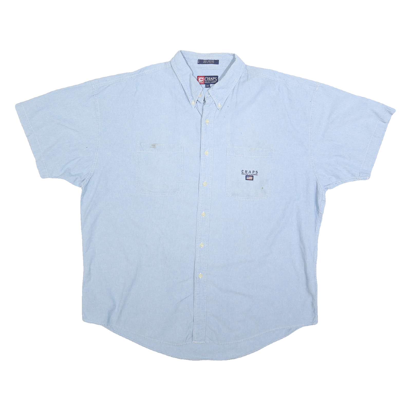 CHAPS RALPH LAUREN Mens Blue 2XL Cotton Button Down Shirt Short Sleeve Casual Refurbished - N/A refurbished available on Cerqular