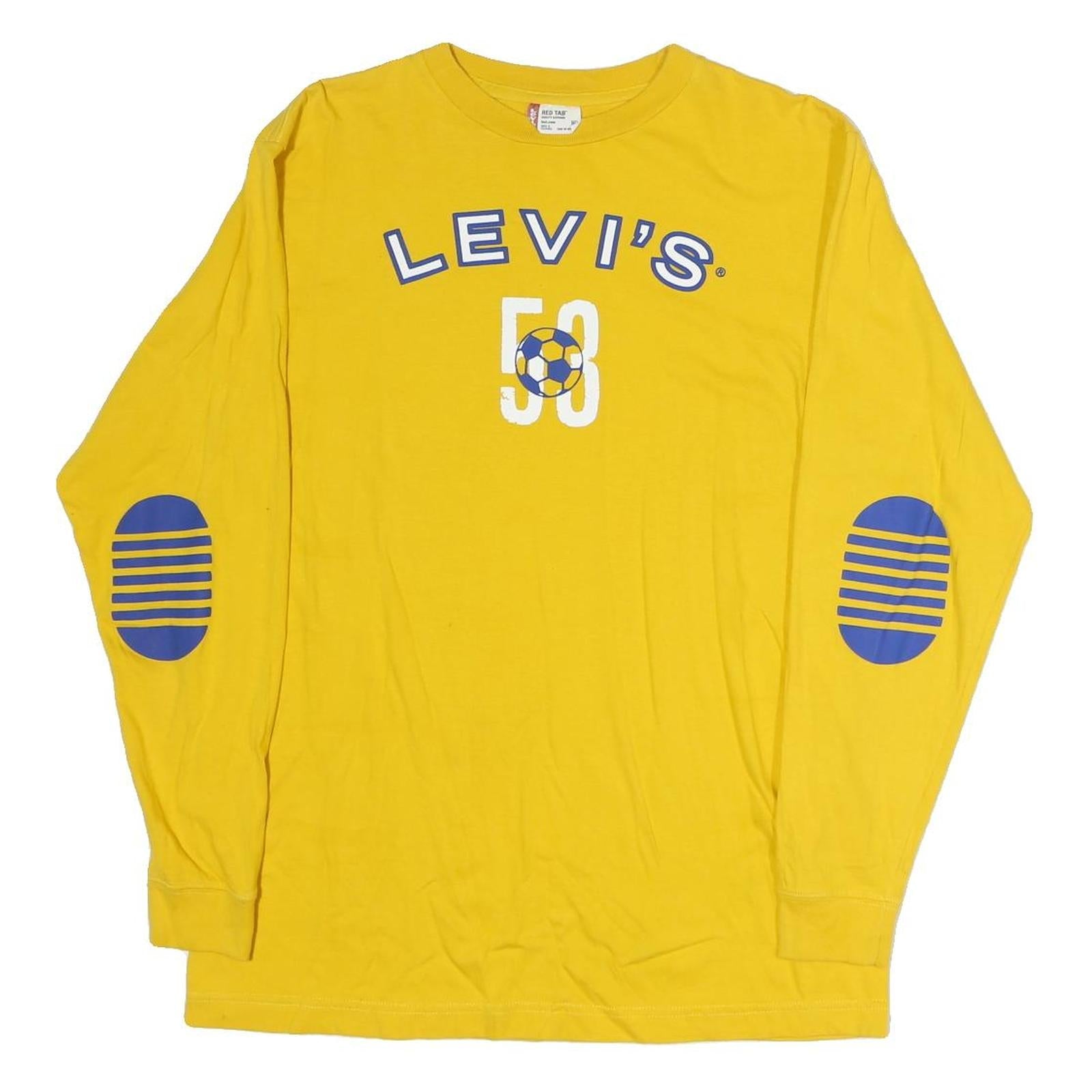 LEVI'S Mens Yellow Graphic Long Sleeve Crew Neck T-Shirt XL Cotton Soft Refurbished - N/A refurbished available on Cerqular