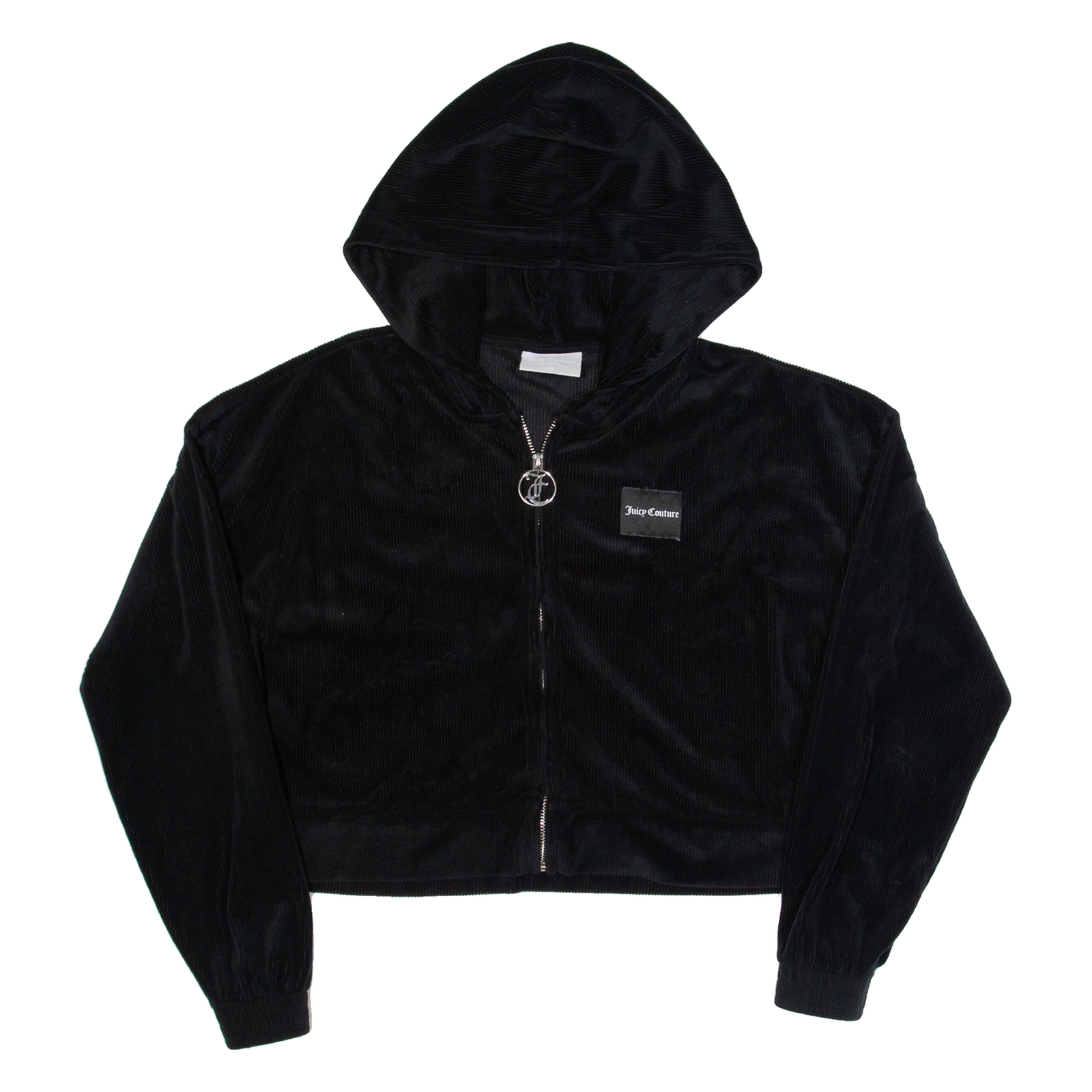 JUICY COUTURE Corduroy Cropped Womens Black Hoodie Full Zip XS Refurbished - N/A refurbished available on Cerqular