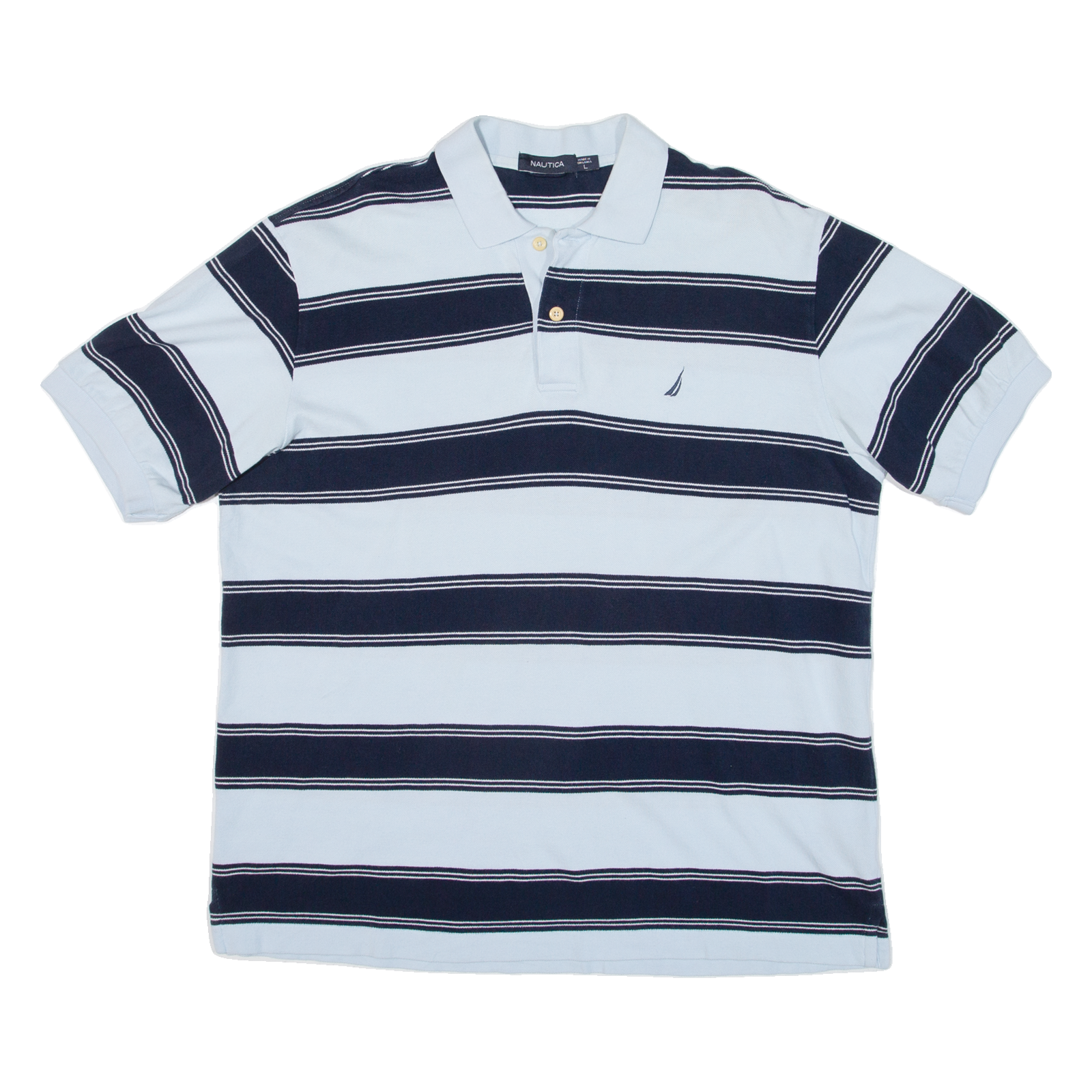 NAUTICA Mens Polo Shirt Blue Striped L Refurbished - N/A refurbished available on Cerqular
