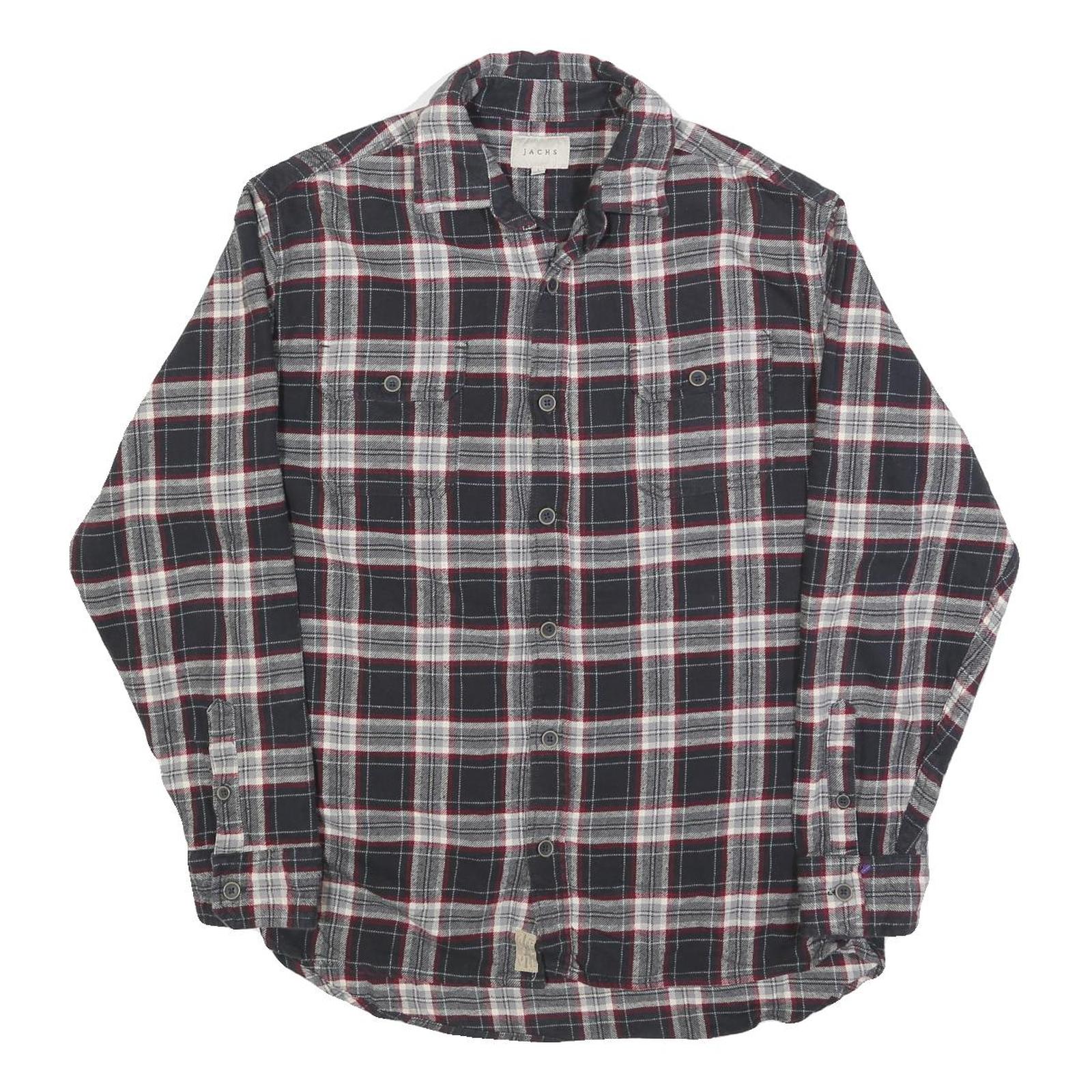 JACHS Mens Black & White Check Shirt L Long Sleeve Cotton Blend Casual Refurbished - N/A refurbished available on Cerqular