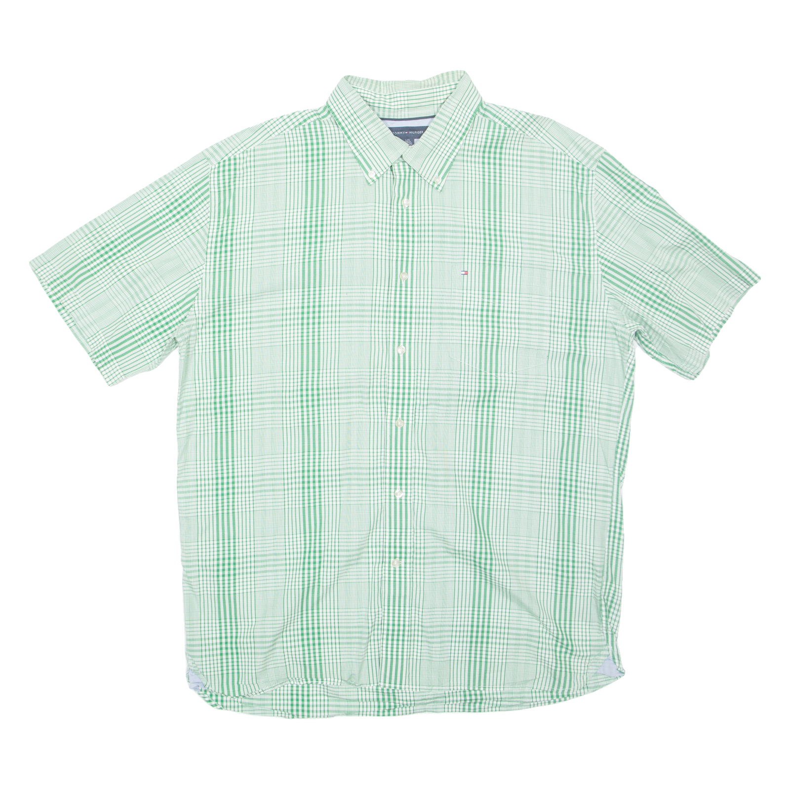 TOMMY HILFIGER Mens Shirt Green Check L Refurbished - N/A refurbished available on Cerqular