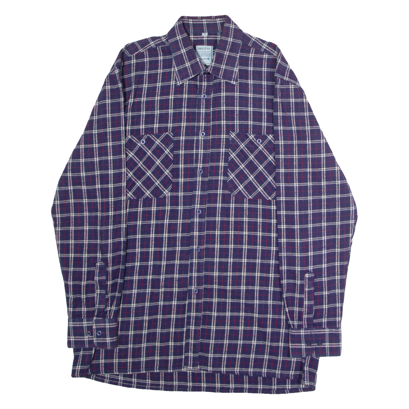 FREESTYLE Mens Flannel Shirt Blue 90s Check Long Sleeve M Refurbished - N/A refurbished available on Cerqular