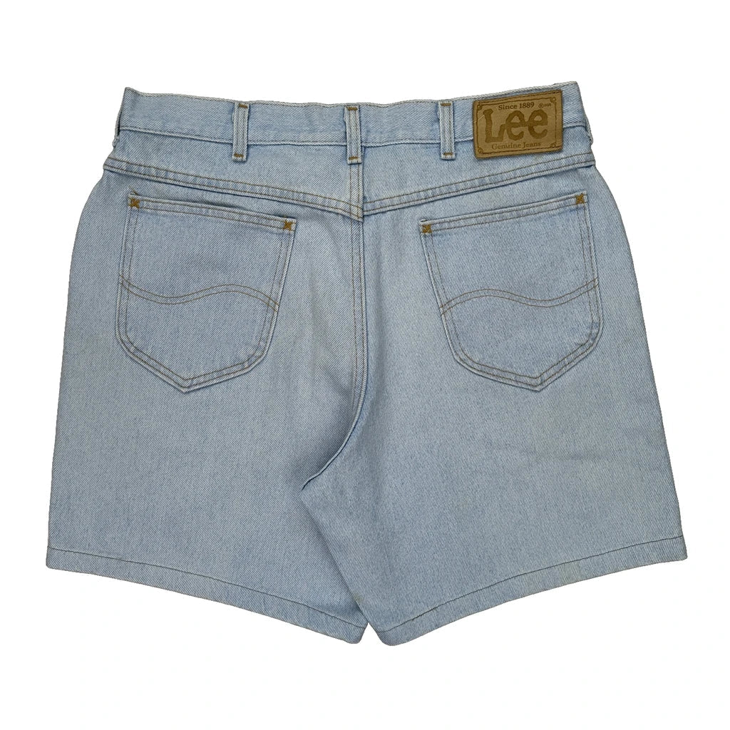 Lee Denim Shorts - 32W 6L Light Wash Cotton Refurbished - Thrifted (note: this is a term often used to describe second- refurbished available on Cerqular
