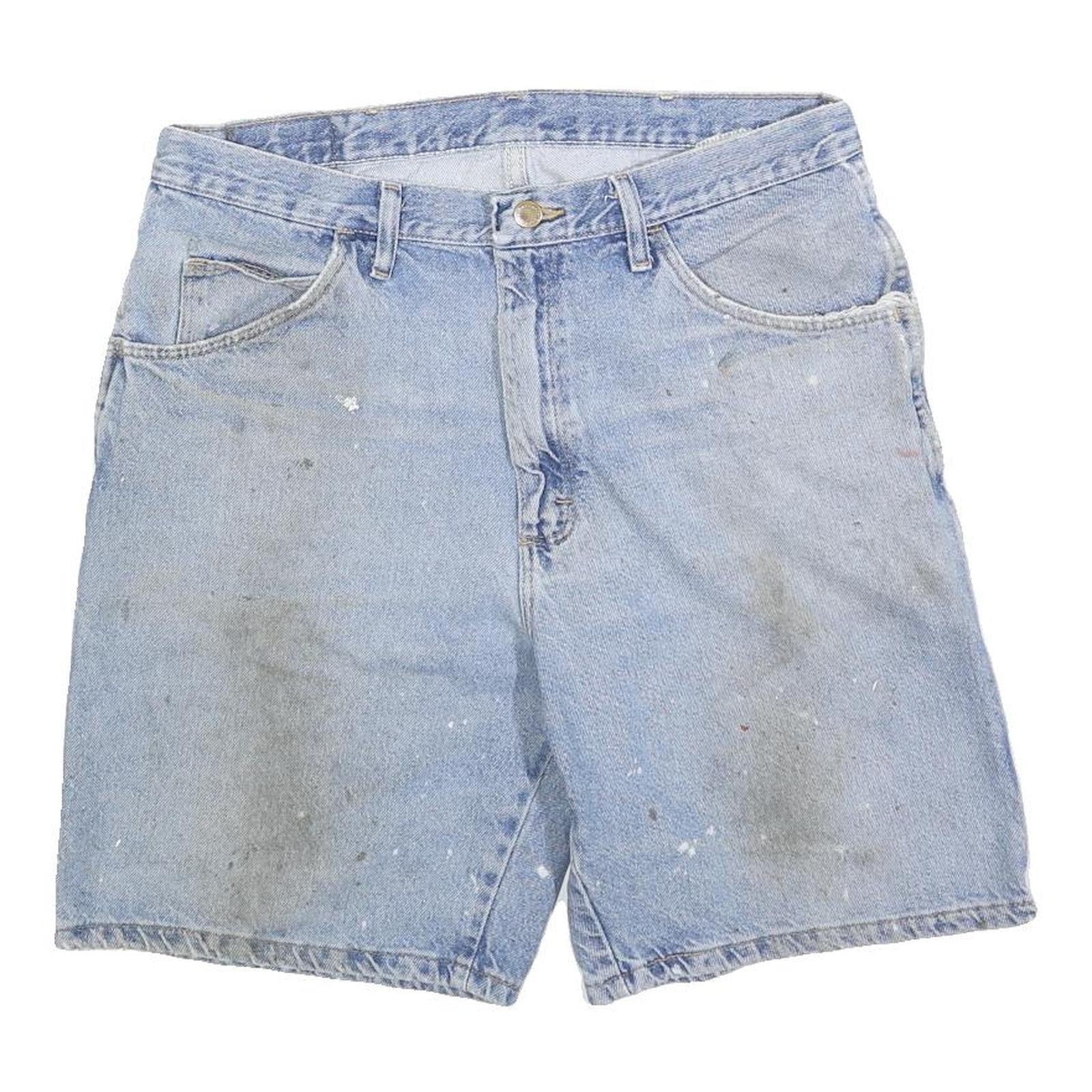 WRANGLER Mens Denim Blue Casual Shorts L W34 Cotton Blend Comfortable Fit Refurbished - N/A refurbished available on Cerqular