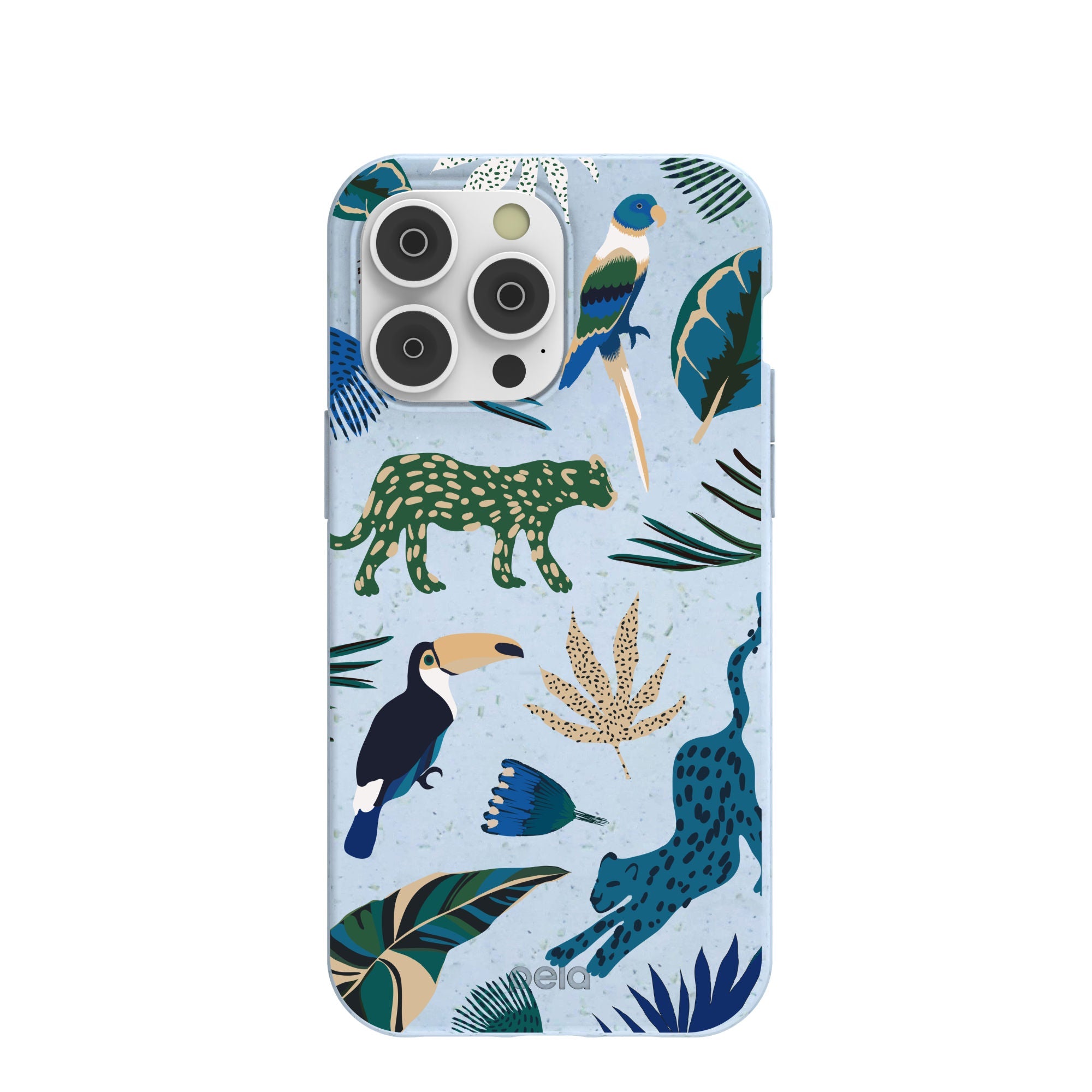 Powder Blue Tropical Rainforest iPhone 14 Pro Max Case Refurbished - Pela Case refurbished available on Cerqular
