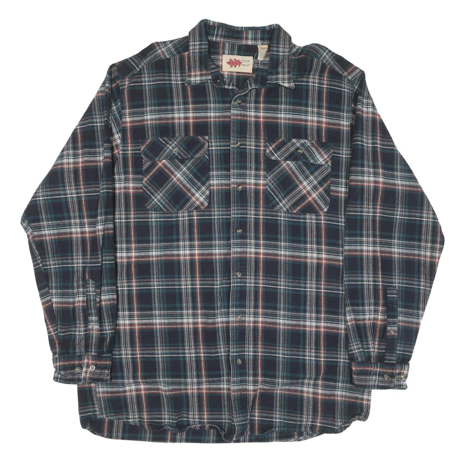 FIELD N' FOREST Mens Blue Plaid Long Sleeve Shirt 2XL Cotton Blend Casual Refurbished - N/A refurbished available on Cerqular