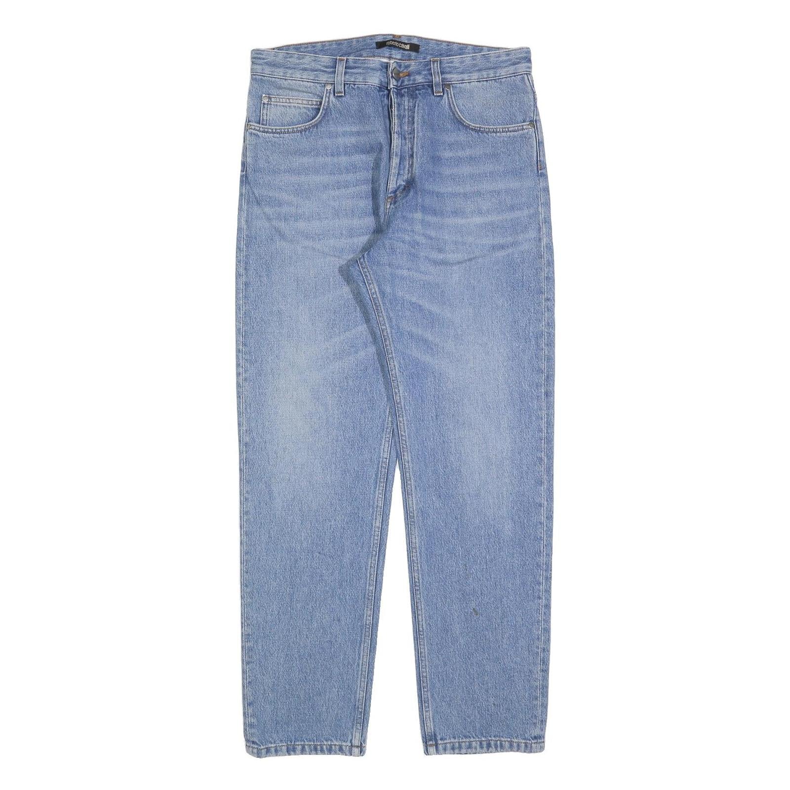 ROBERTO CAVALLI Womens Jeans Blue Regular Straight Denim Light W32 L30 Button Refurbished - N/A refurbished available on Cerqular