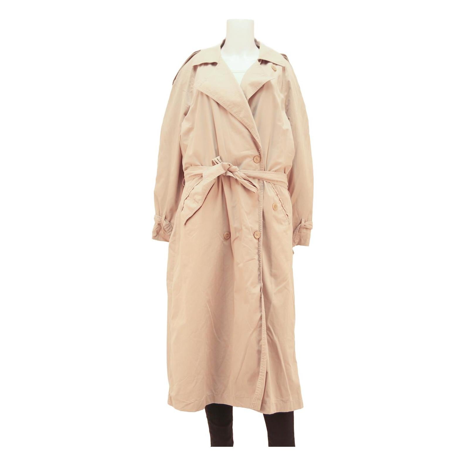 LAST SCENE Womens Beige Cotton Blend Button Jacket S Classic Trench Belted Refurbished - N/A refurbished available on Cerqular
